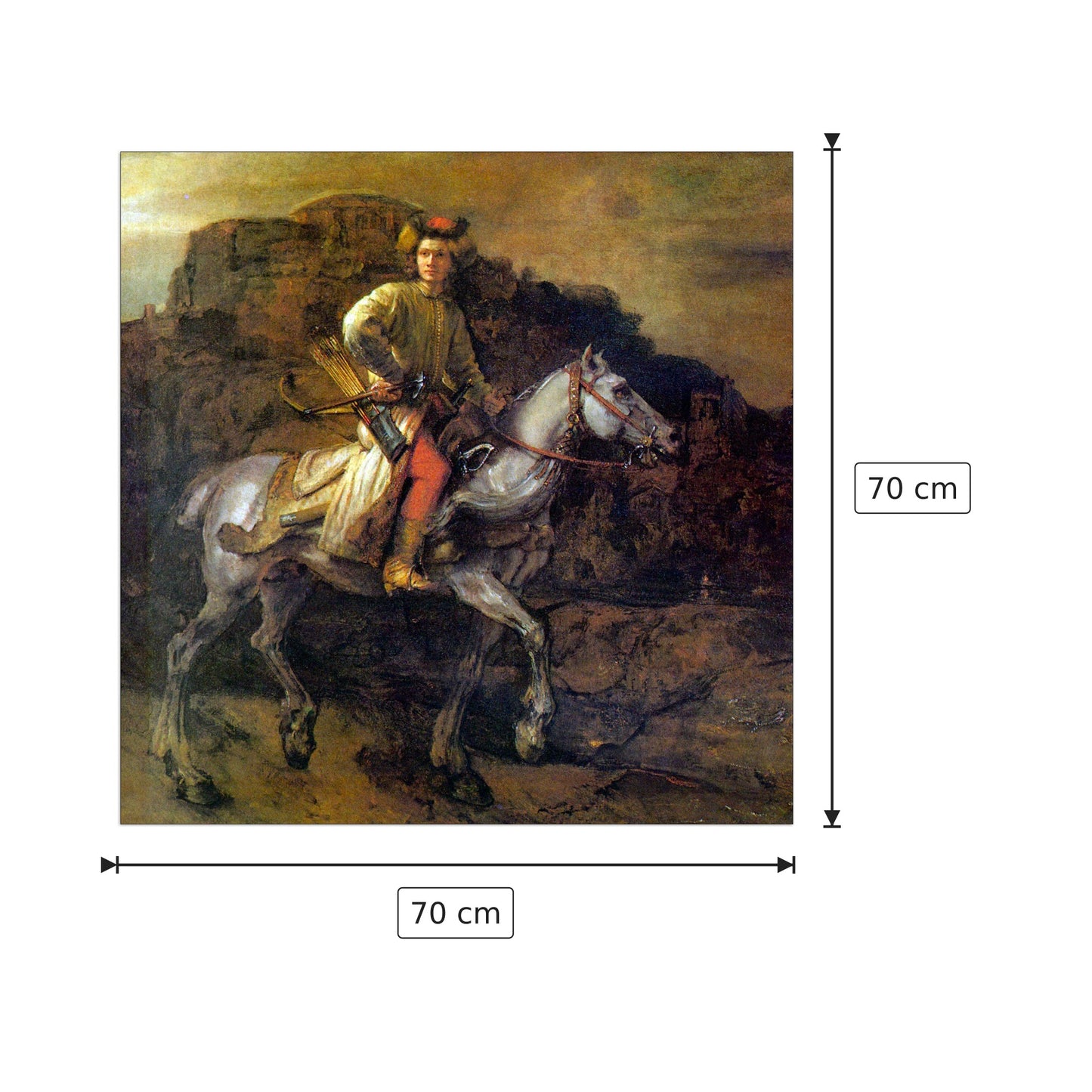 Il cavaliere polacco - Rembrandt - cm 70x70 - Pannello in MDF