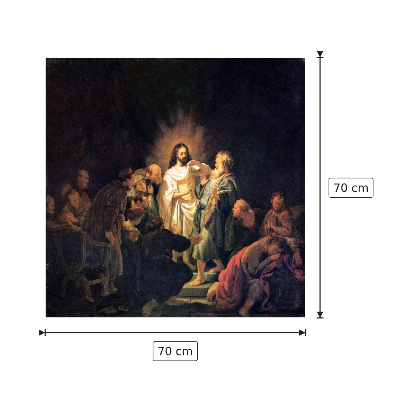 L'incredulità di San Tommaso - Rembrandt - cm 70x70 - Pannello in MDF