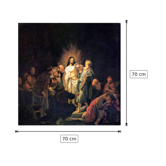 L'incredulità di San Tommaso - Rembrandt - cm 70x70 - Pannello in MDF