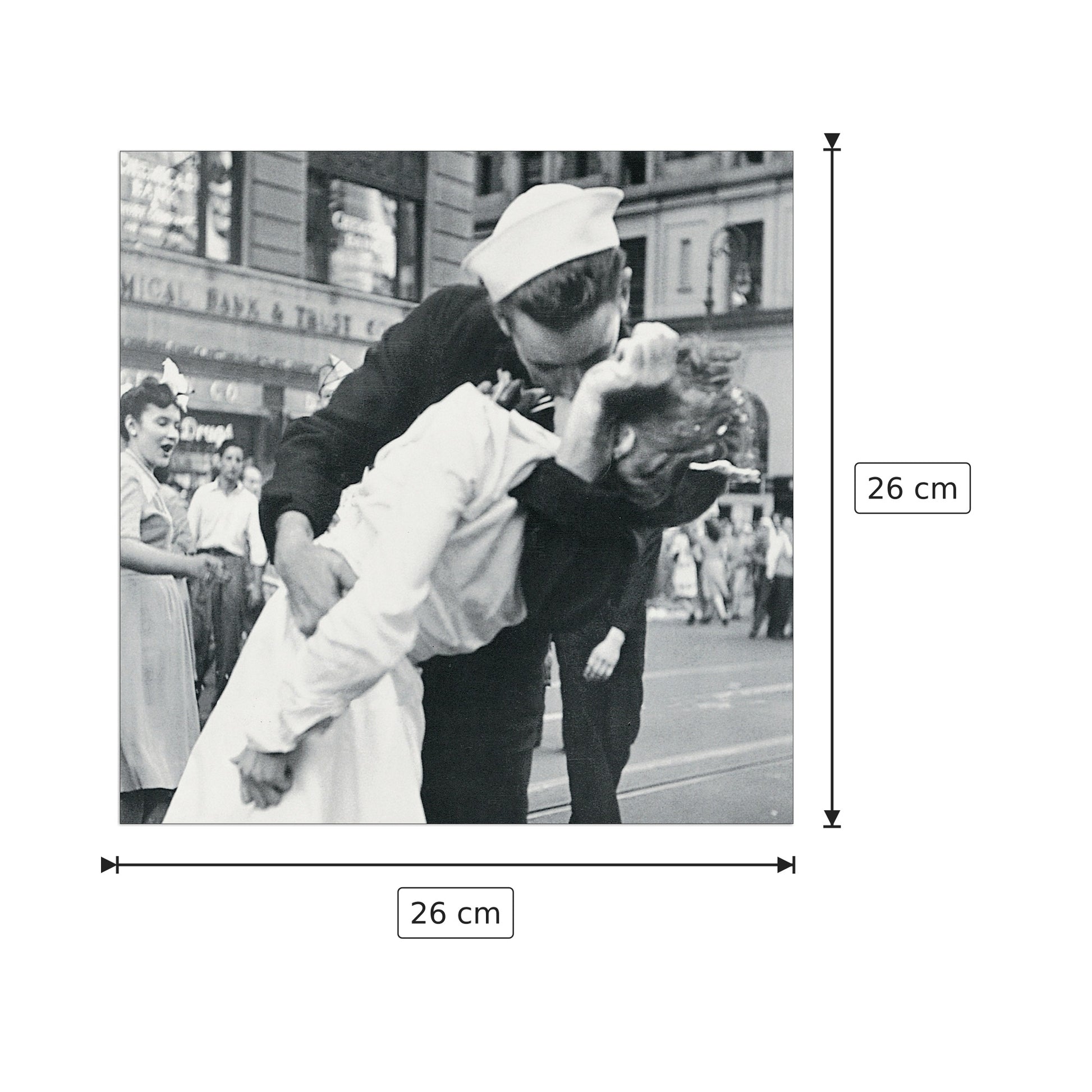 V-J Day in Times Square - Eisenstaedt - cm 26x26 - Pannello in MDF