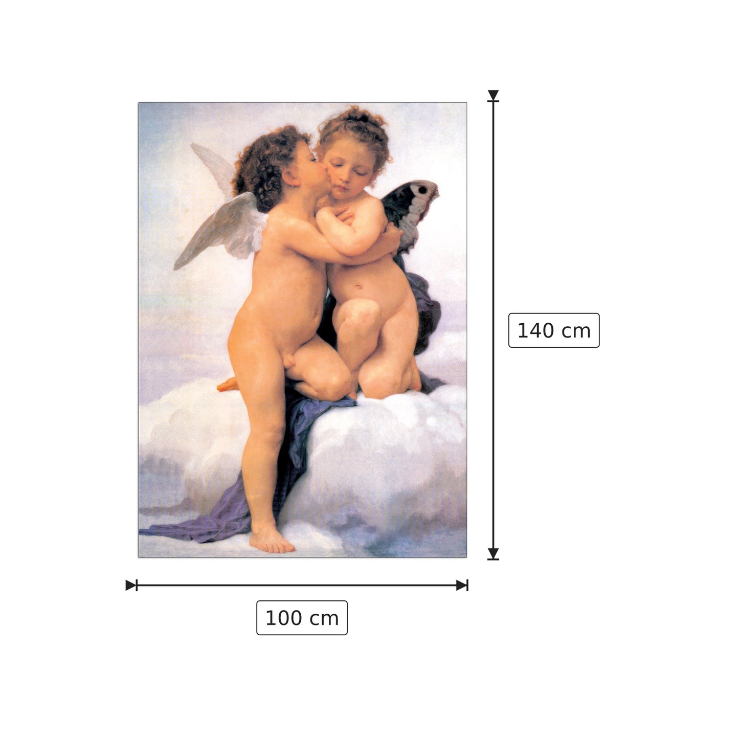 Il primo bacio - BOUGUEREAU - cm 100x140 - Pannello in MDF