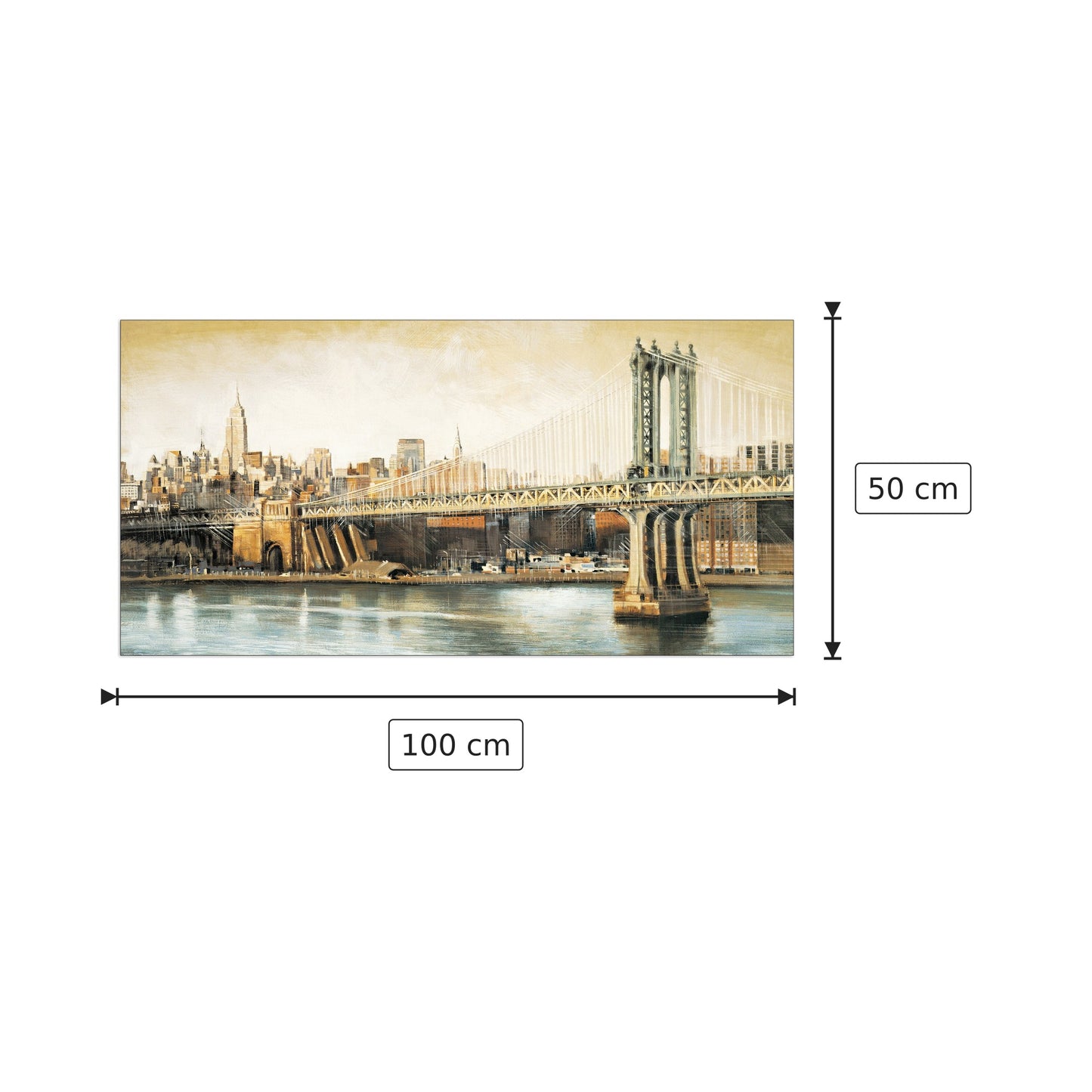 Veduta del ponte di Manhattan - DANIELS - cm 100x50 - Pannello in MDF