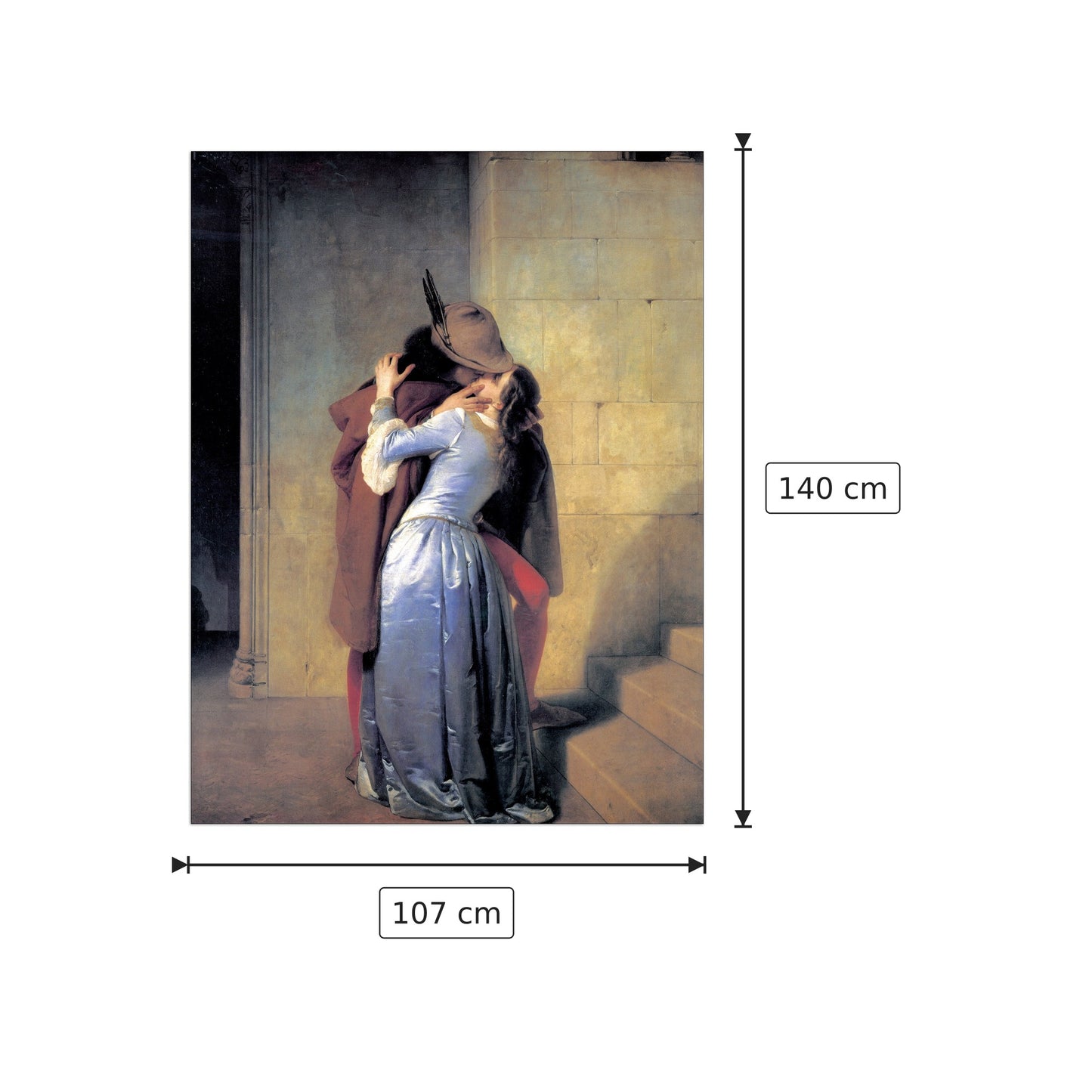 Il bacio - HAYEZ - cm 107x140 - Pannello in MDF