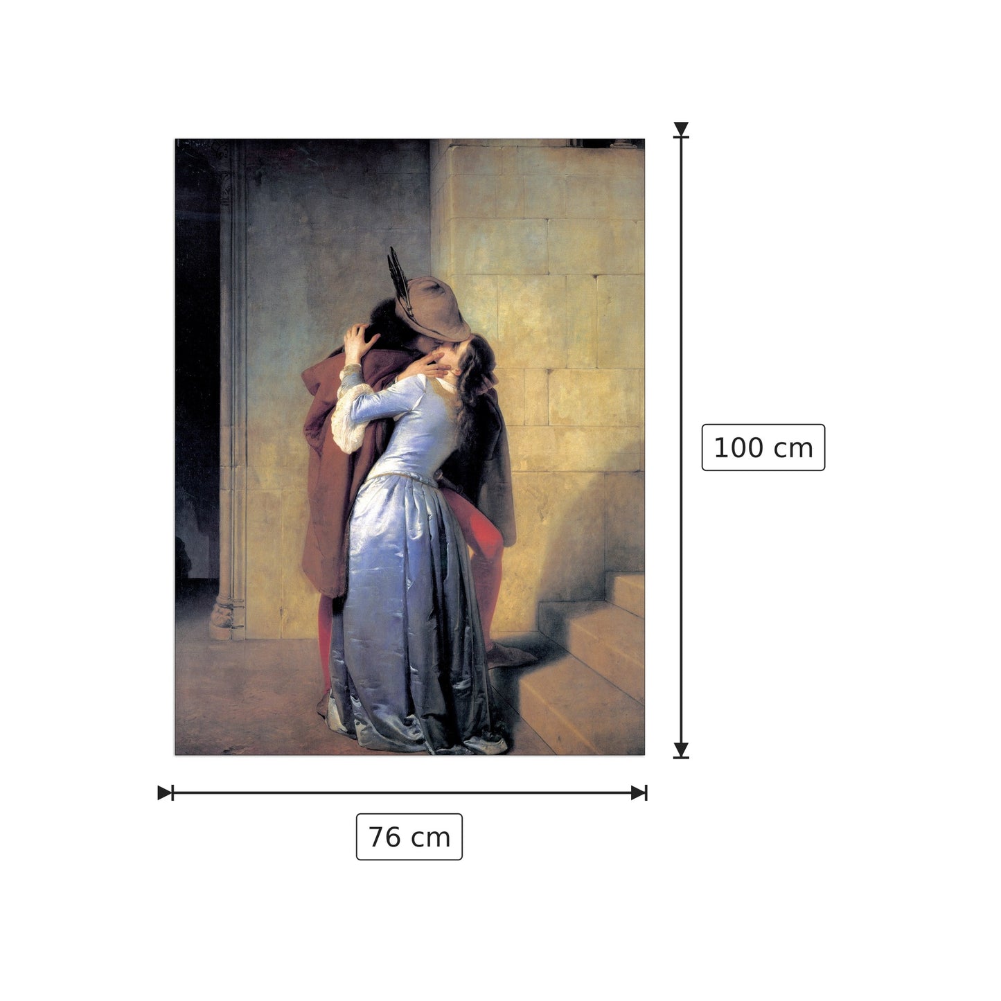 Il bacio - HAYEZ - cm 76x100 - Pannello in MDF