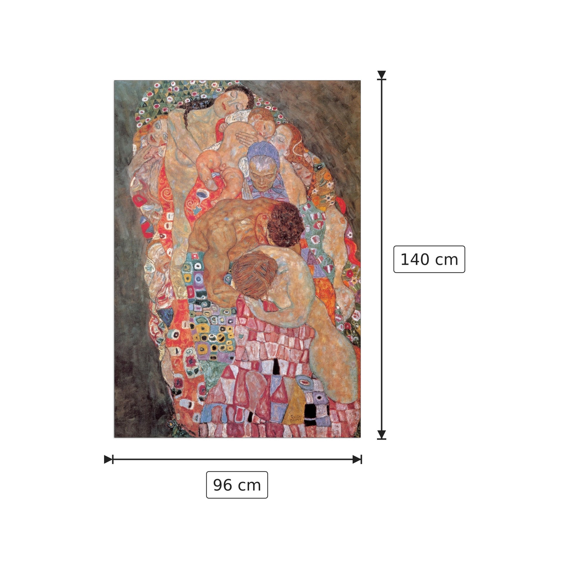 La morte e la vita - KLIMT - cm 96x140 - Pannello in MDF