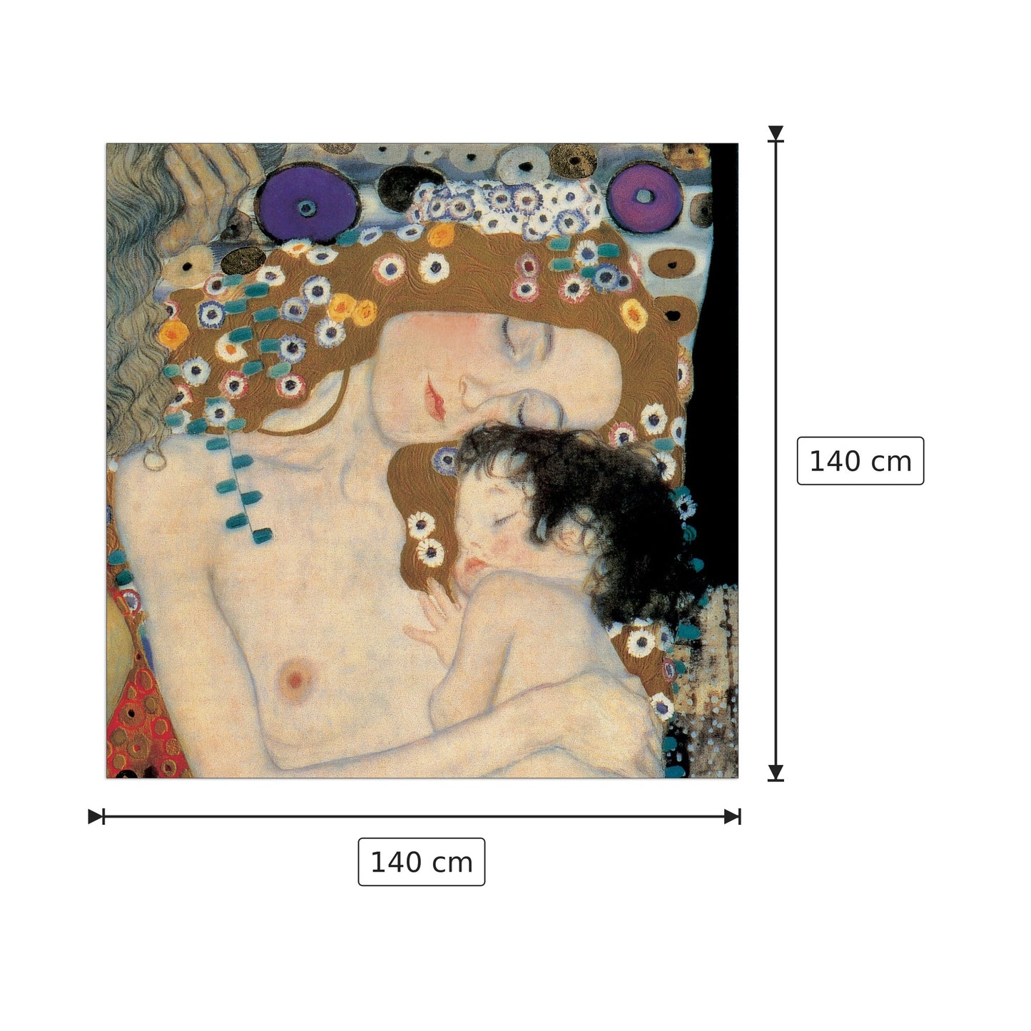 Madre e bambino, dettaglio - KLIMT - cm 140x140 - Pannello in MDF