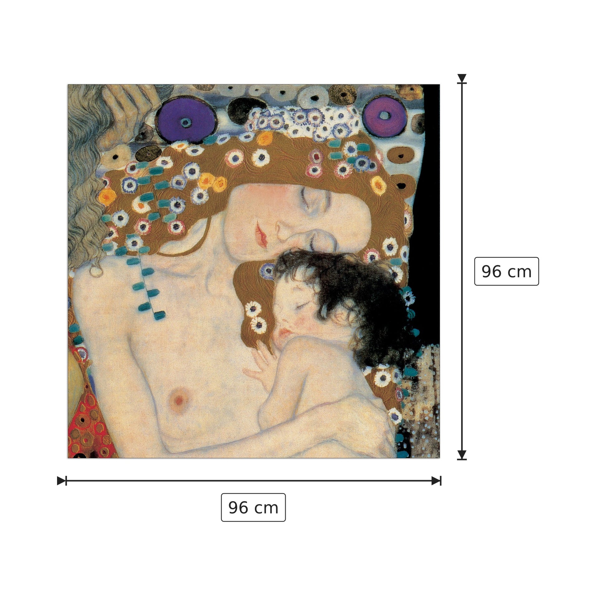 Madre e bambino, dettaglio - KLIMT - cm 96x96 - Pannello in MDF