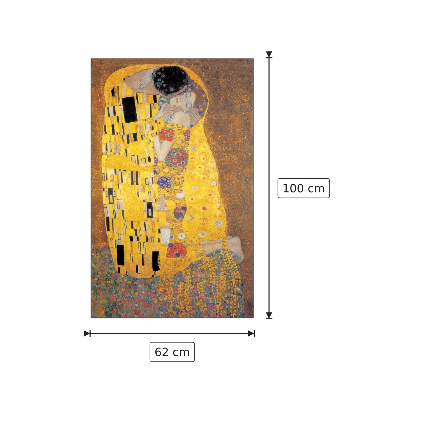 Il bacio - KLIMT - cm 62x100 - Pannello in MDF