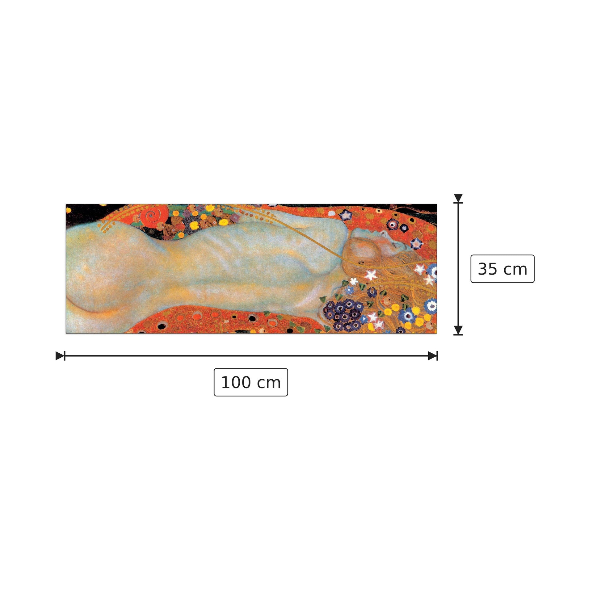 Dettaglio dei serpenti d'acqua 1 - KLIMT - cm 100x35 - Pannello in MDF