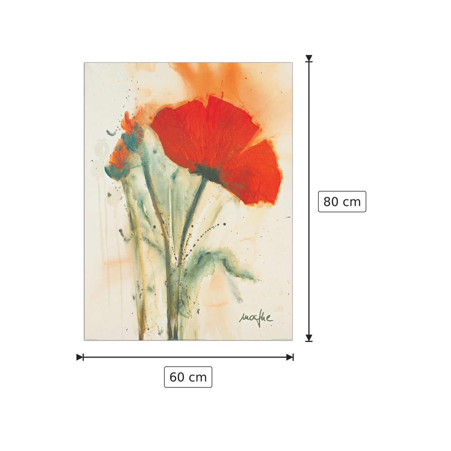 Mazzo di papaveri II - MARTHE - cm 60x80 - Pannello in MDF