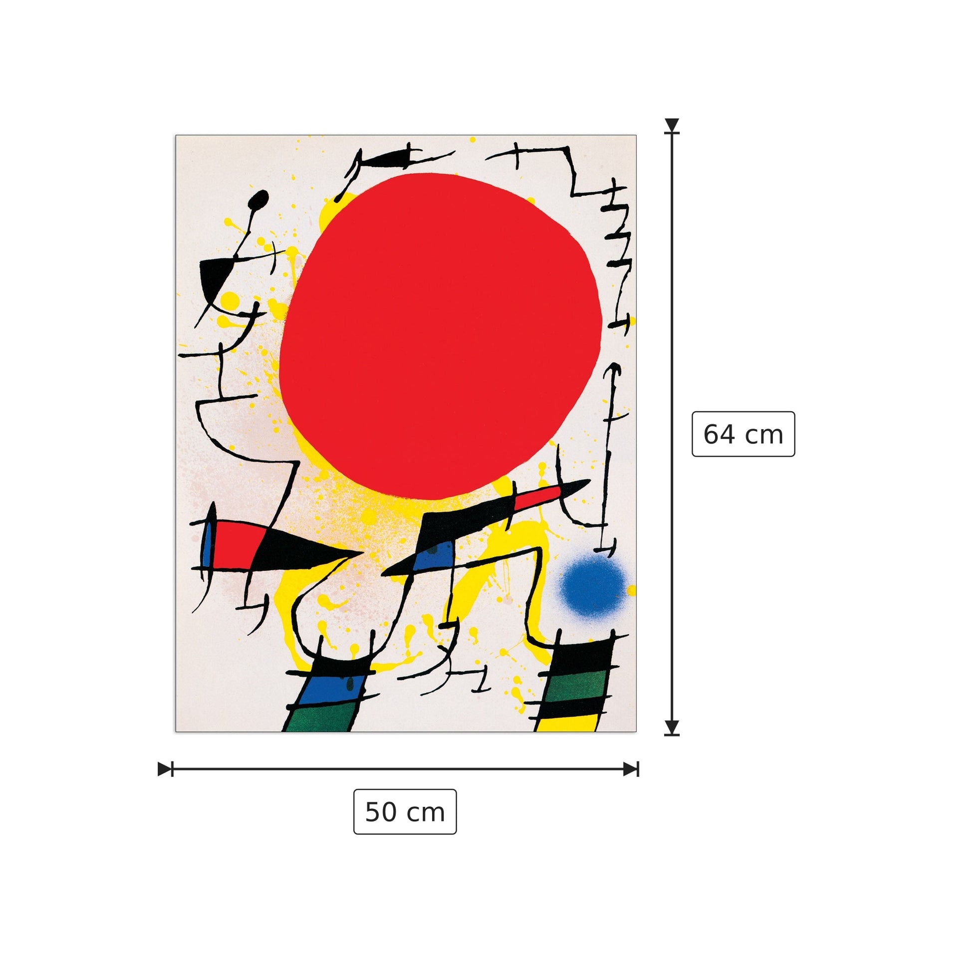 Il sole rosso - MIRÒ - cm 50x64 - Pannello in MDF