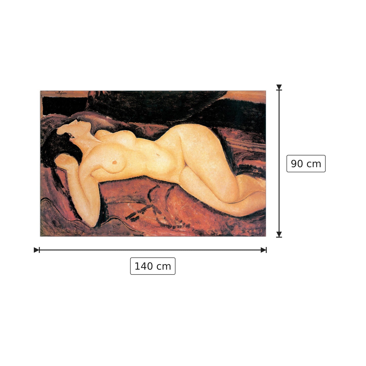 Grande nudo - MODIGLIANI - cm 140x90 - Pannello in MDF