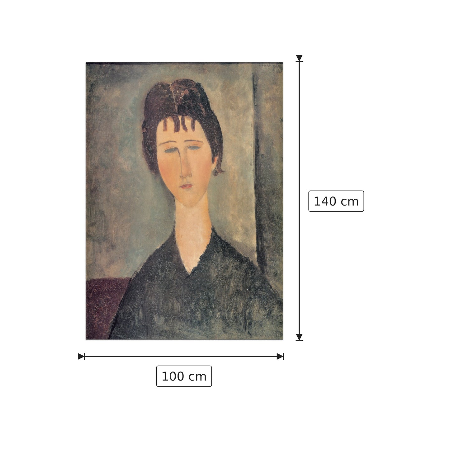 Donna bruna - MODIGLIANI - cm 100x140 - Pannello in MDF