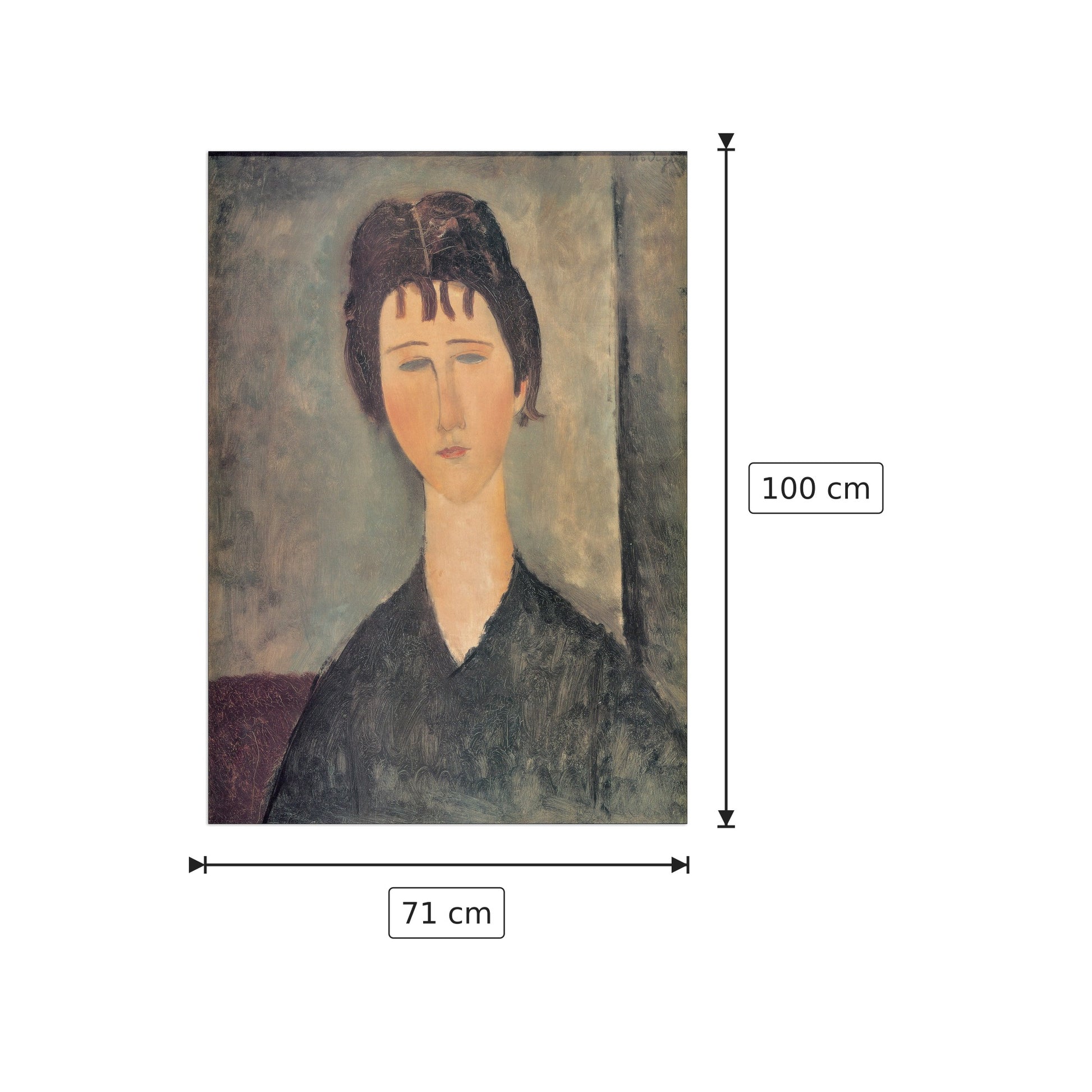 Donna bruna - MODIGLIANI - cm 71x100 - Pannello in MDF