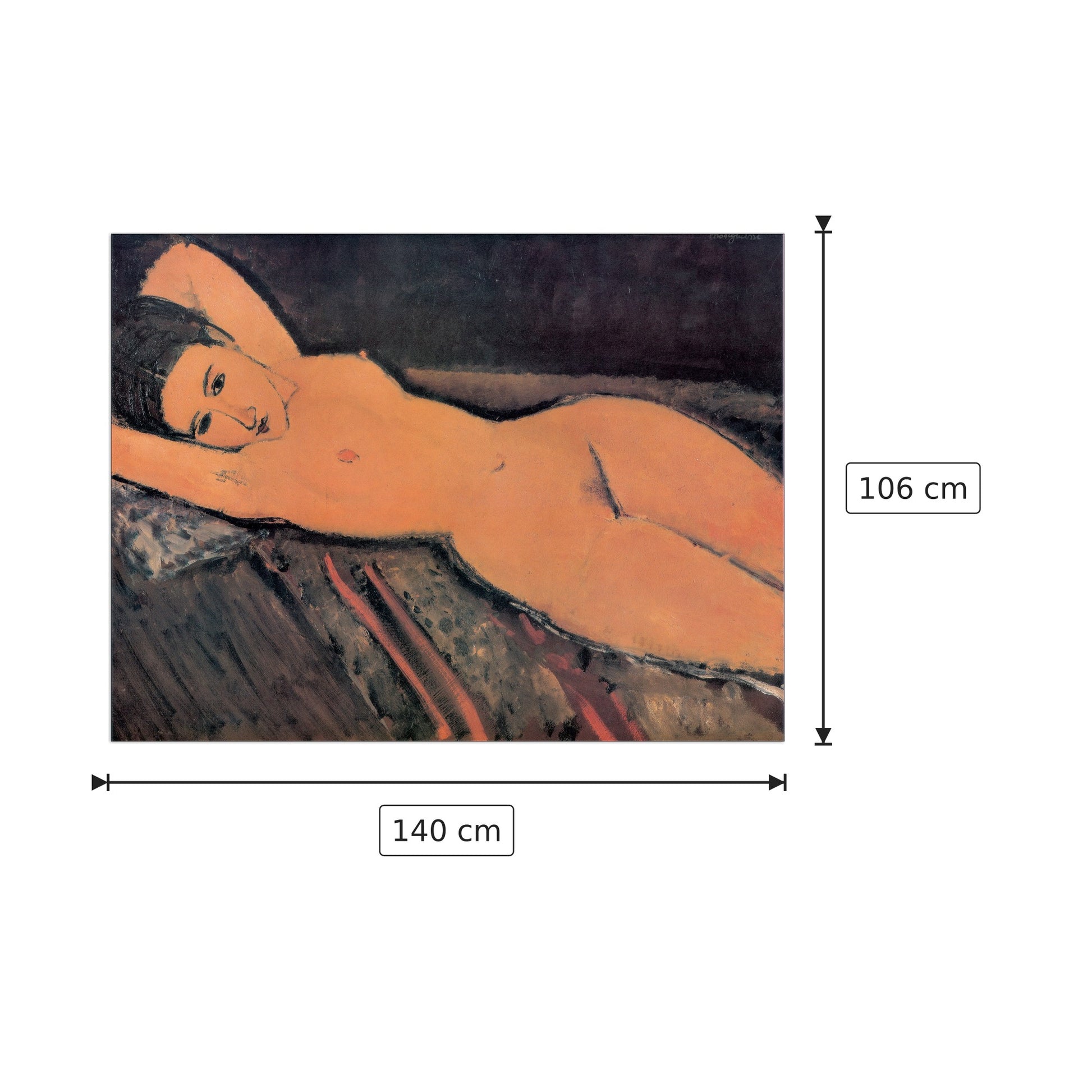 Nudo sdraiato - MODIGLIANI - cm 140x106 - Pannello in MDF