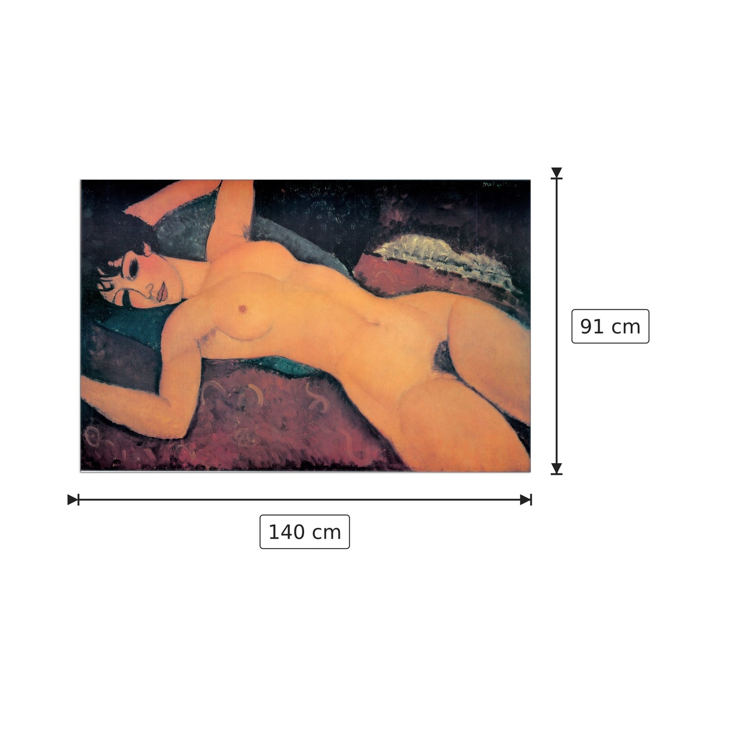 Nudo disteso - MODIGLIANI - cm 140x91 - Pannello in MDF