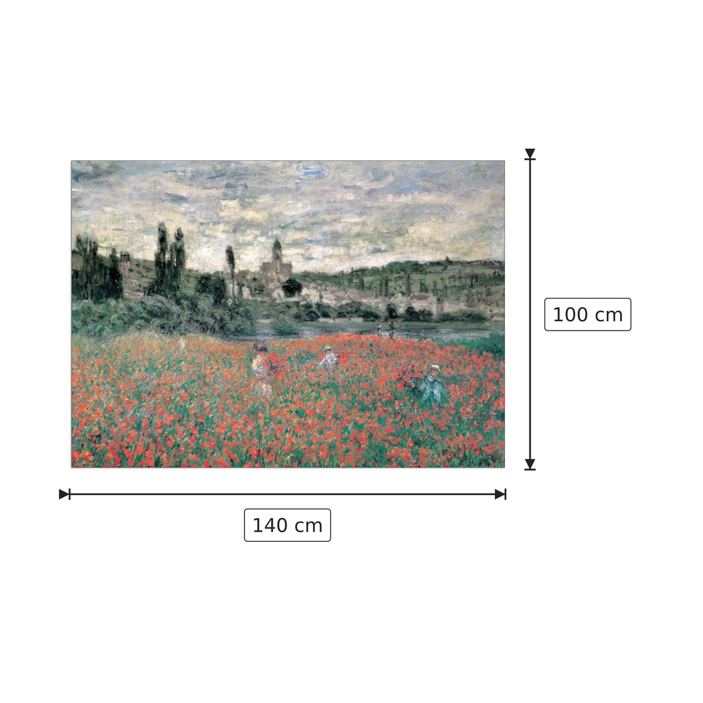 campo di papaveri presso Vetheuil - MONET - cm 140x100 - Pannello in MDF