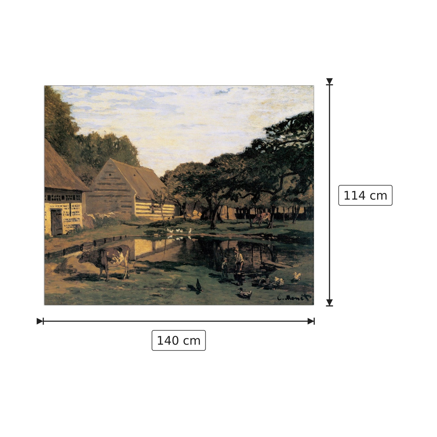 cortile di fattoria in Normandia - MONET - cm 140x114 - Pannello in MDF