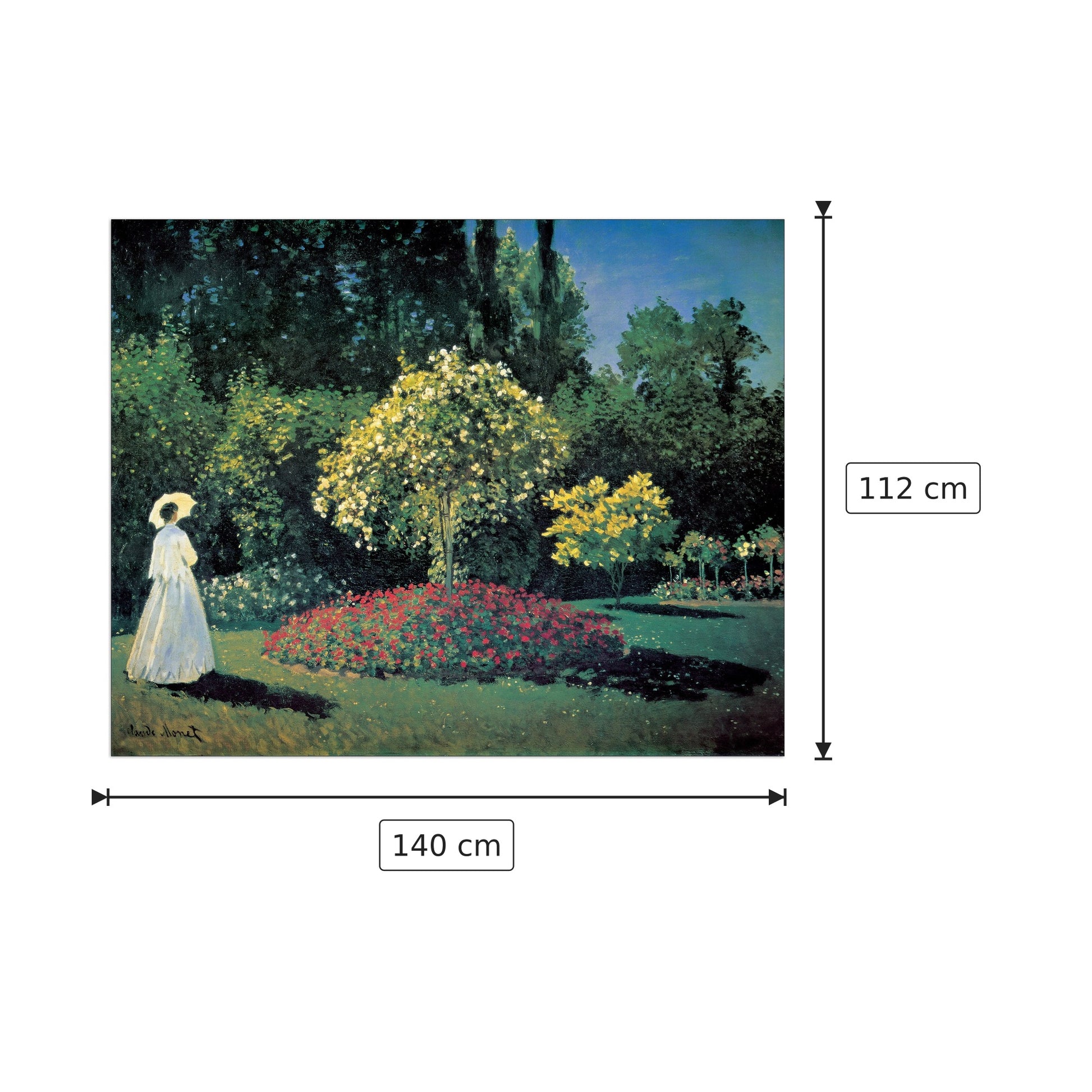 donna nel giardino - MONET - cm 140x112 - Pannello in MDF