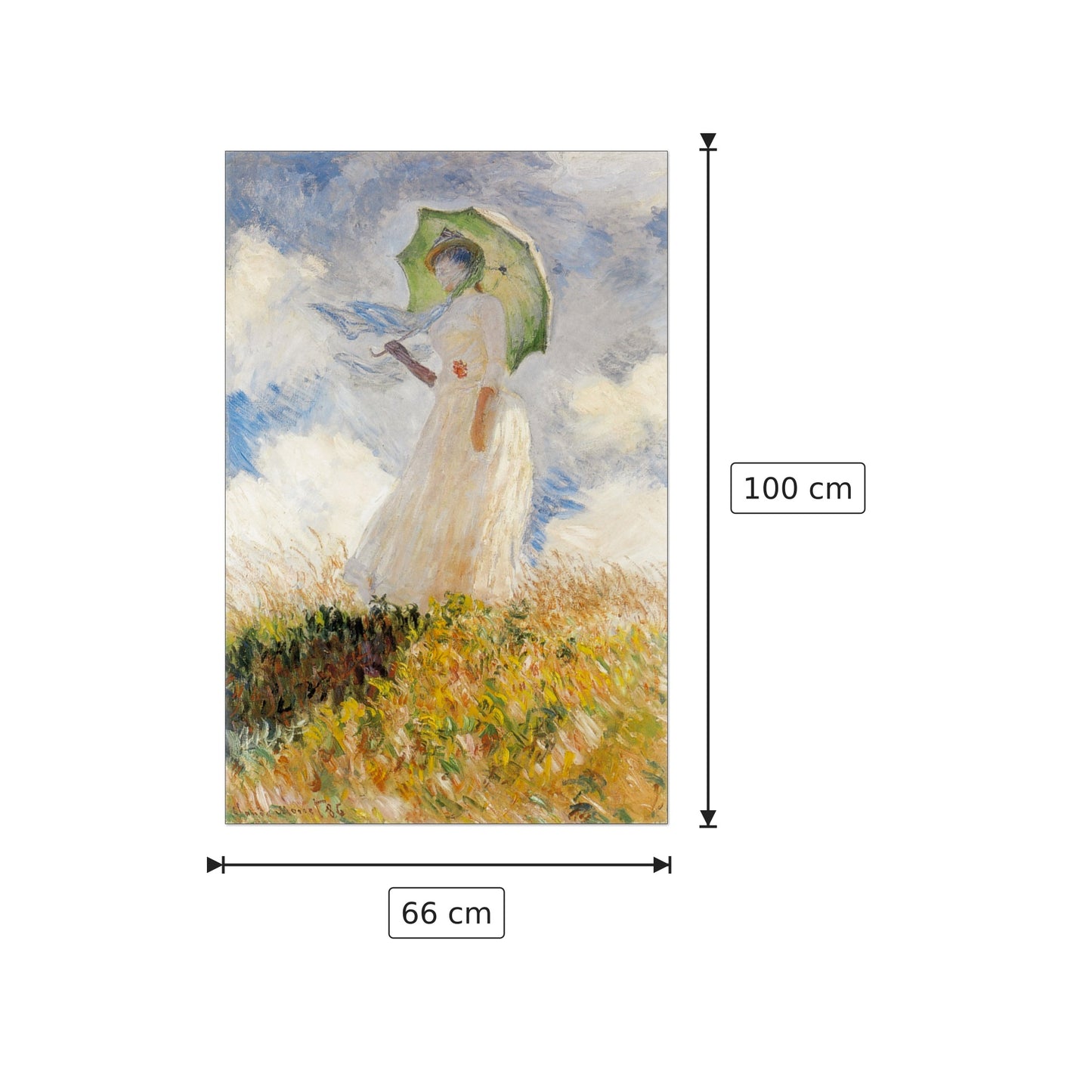 Donna con ombrello - MONET - cm 66x100 - Pannello in MDF