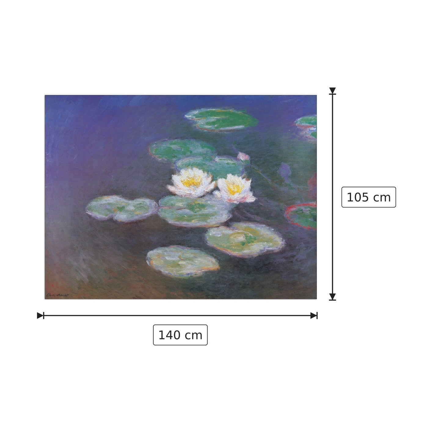 Ninfee 1914-1917 - MONET - cm 140x105 - Pannello in MDF