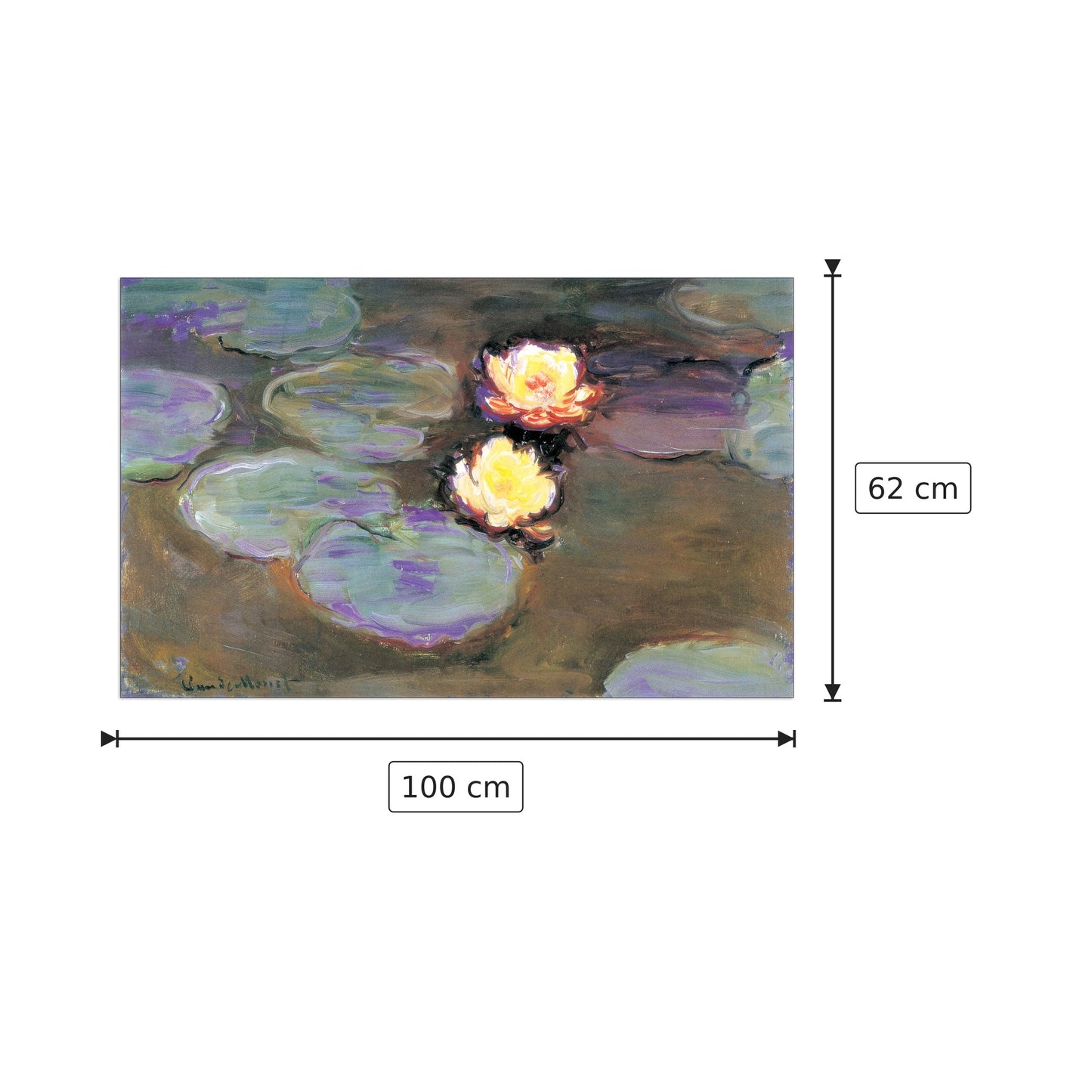 Ninfee 1914 - MONET - cm 100x62 - Pannello in MDF