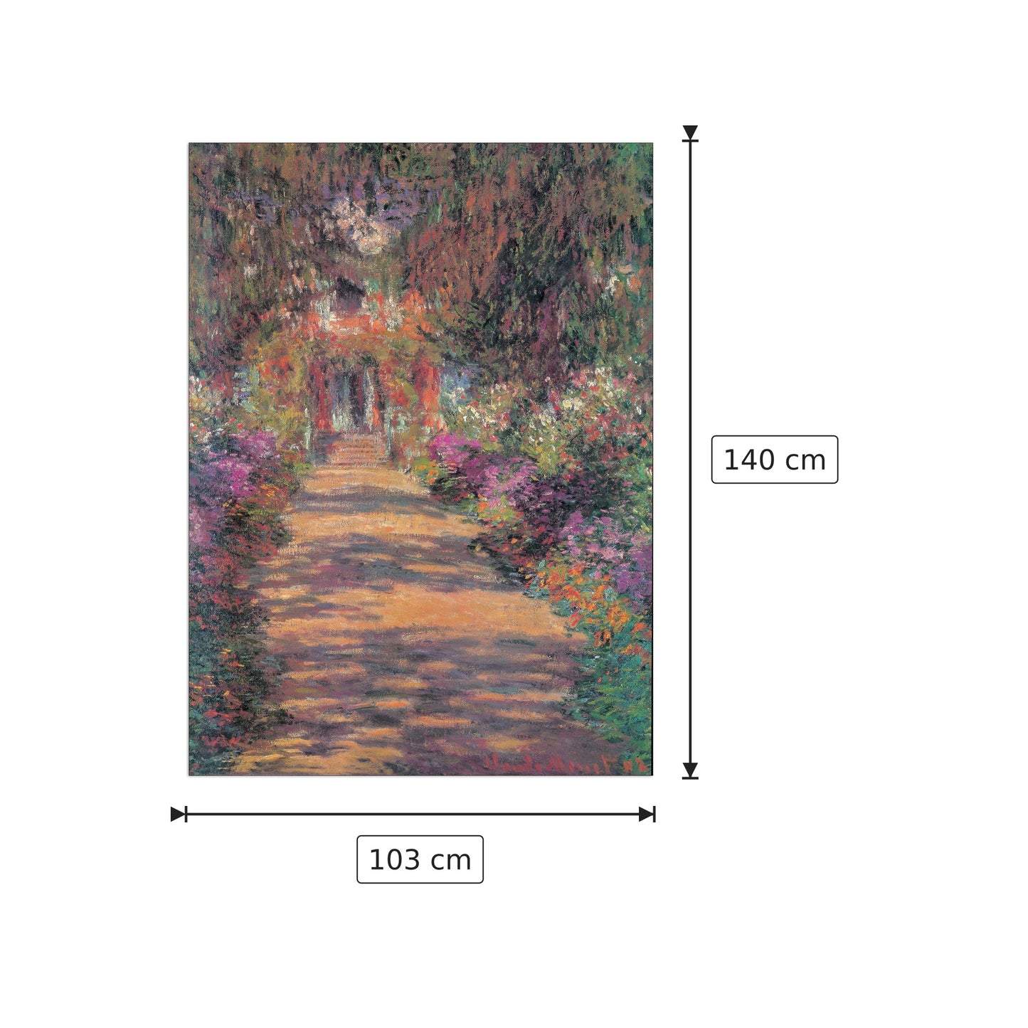 un viale del giardino di Giverny - MONET - cm 103x140 - Pannello in MDF