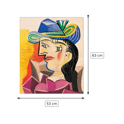 Donna con cappello blu - PICASSO - cm 53x63 - Pannello in MDF