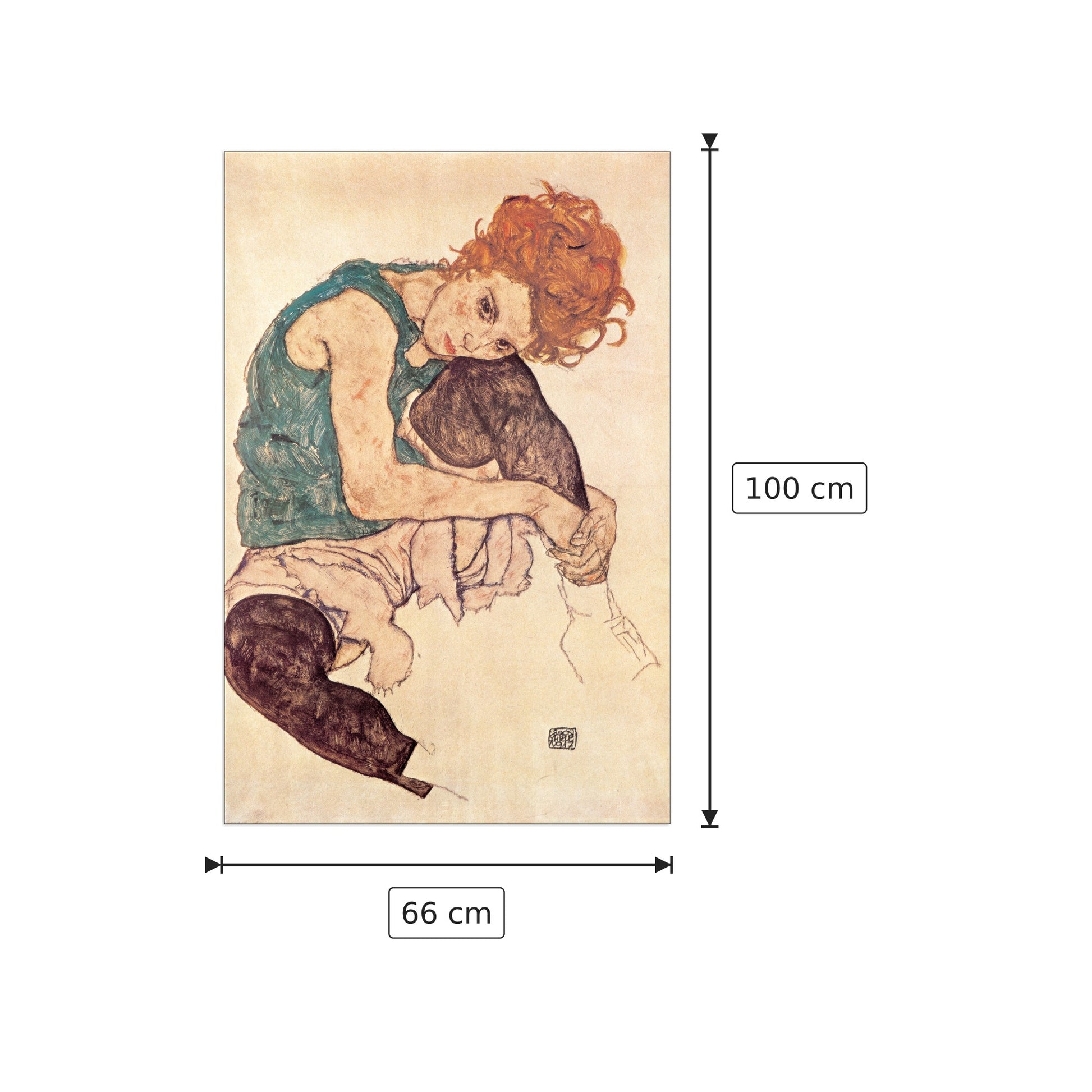 Sitzende Fra - SCHIELE - cm 66x100 - Pannello in MDF