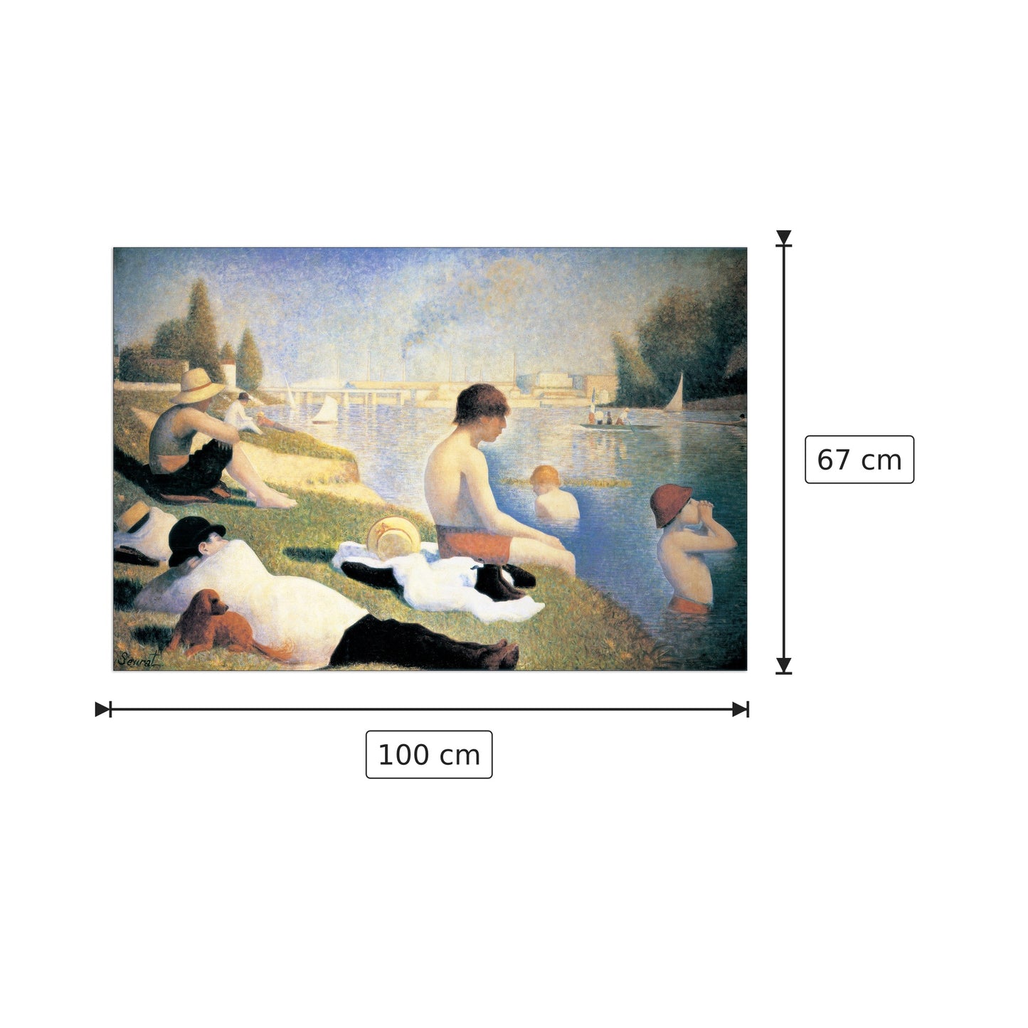 Bagnanti ad Asnières - SEURAT - cm 100x67 - Pannello in MDF