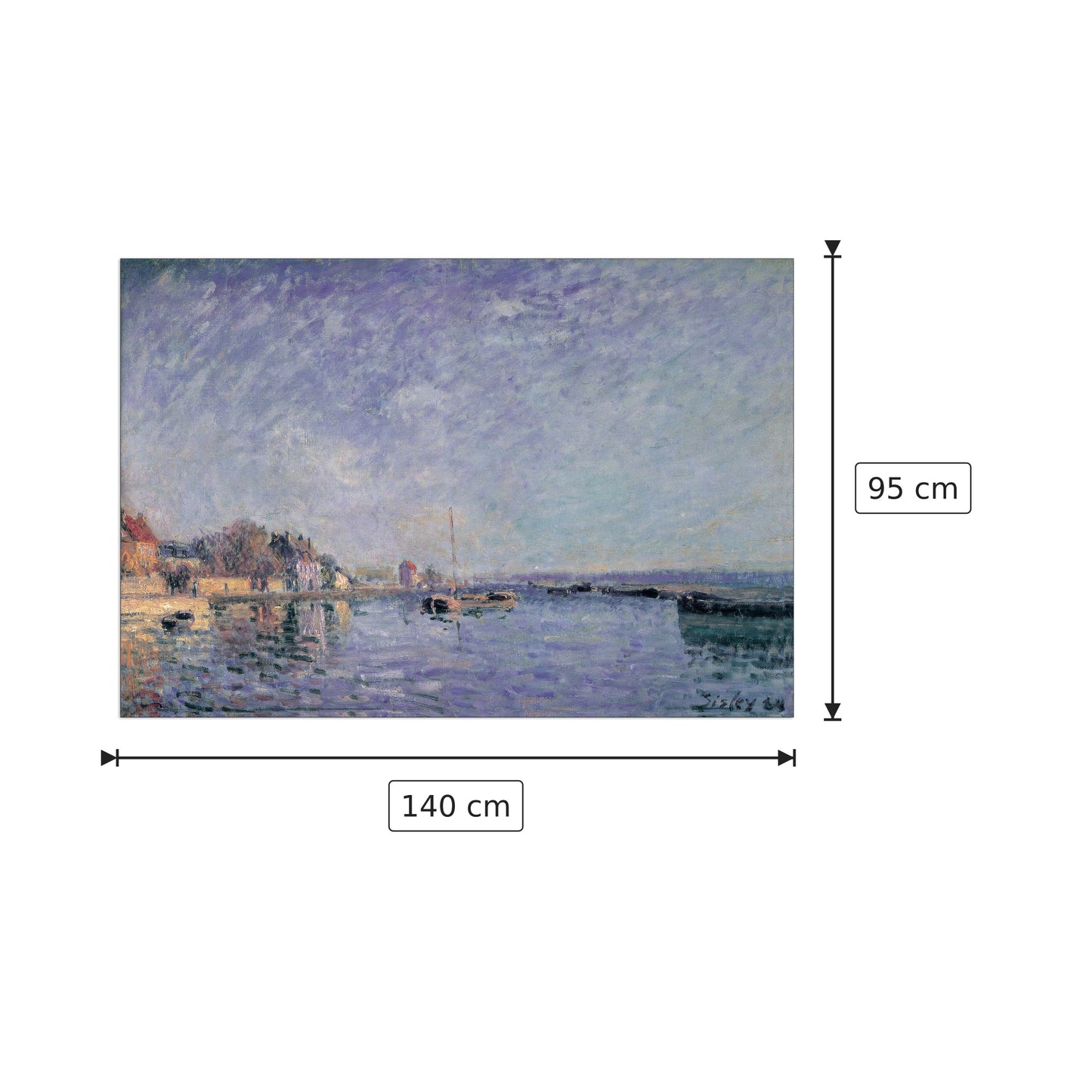 Canal du Loing - SISLEY - cm 140x95 - Pannello in MDF