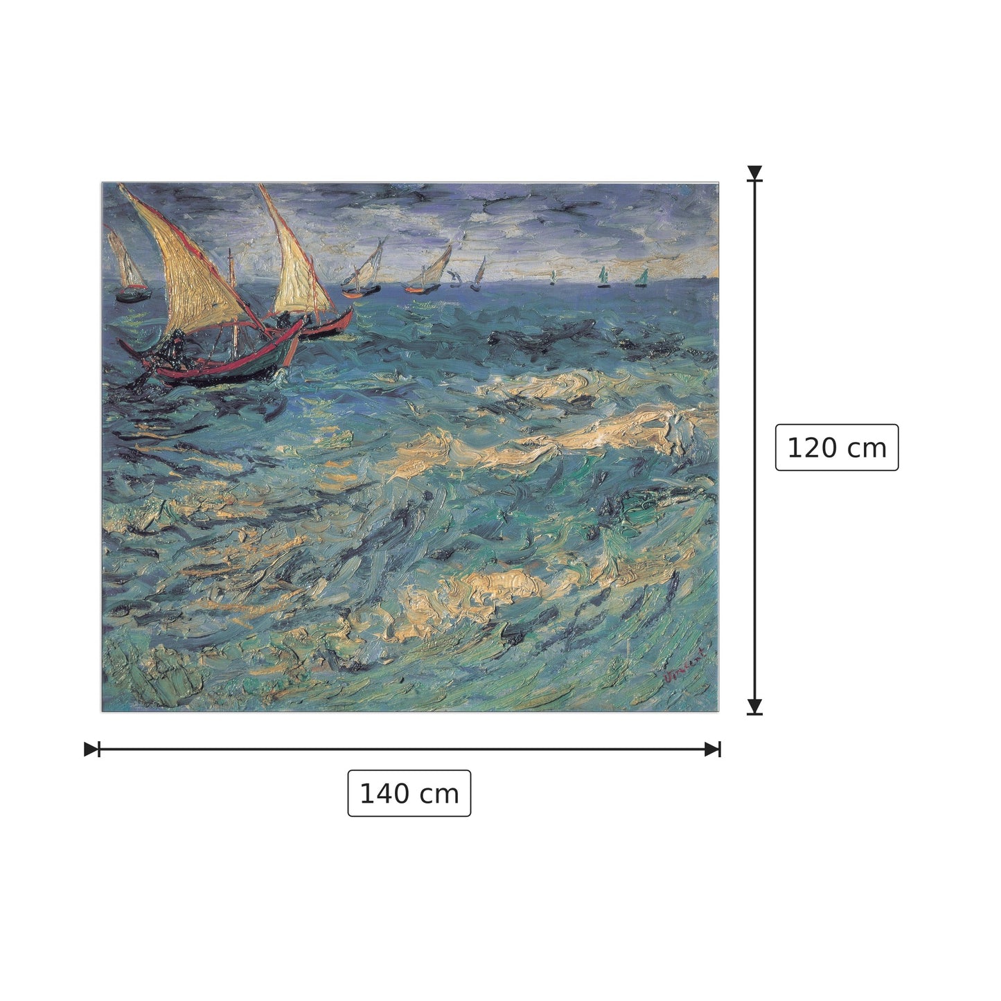 Il mare a Sainte-Maries - VAN GOGH - cm 140x120 - Pannello in MDF