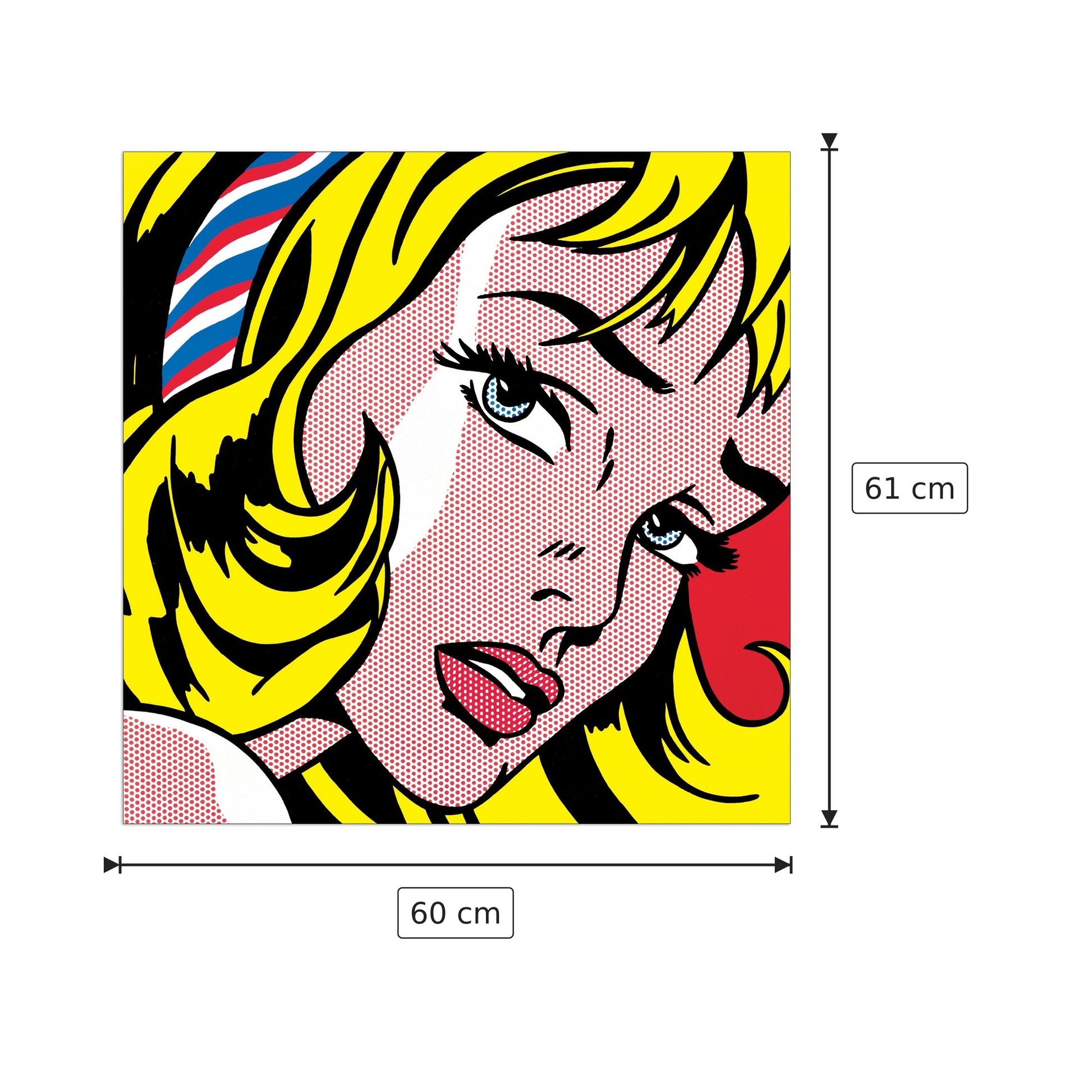 Ragazza con il nastro nei capelli - LICHTENSTEIN - cm 60x61 - Pannello in MDF