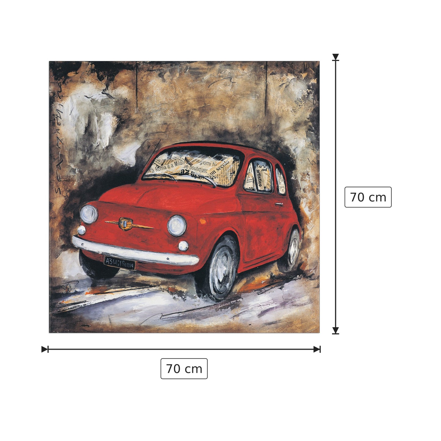 Fiat 500 - LOMBARDINO - cm 70x70 - Pannello in MDF