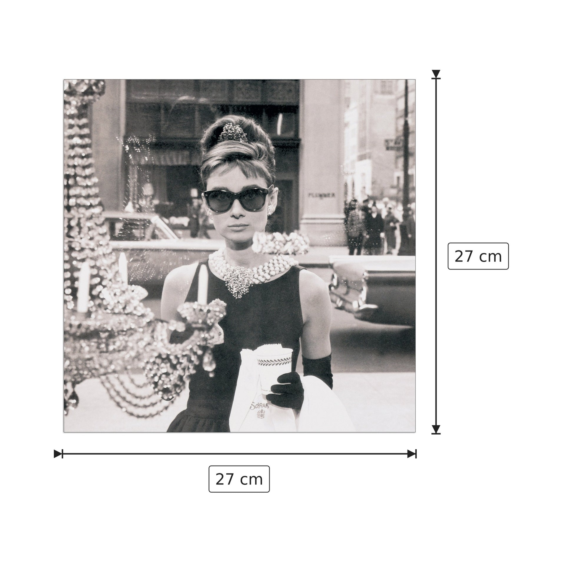 Audrey Hepburn (finestra) - cm 27x27 - Pannello in MDF
