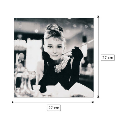 Audrey Hepburn (bianco e nero) - cm 27x27 - Pannello in MDF
