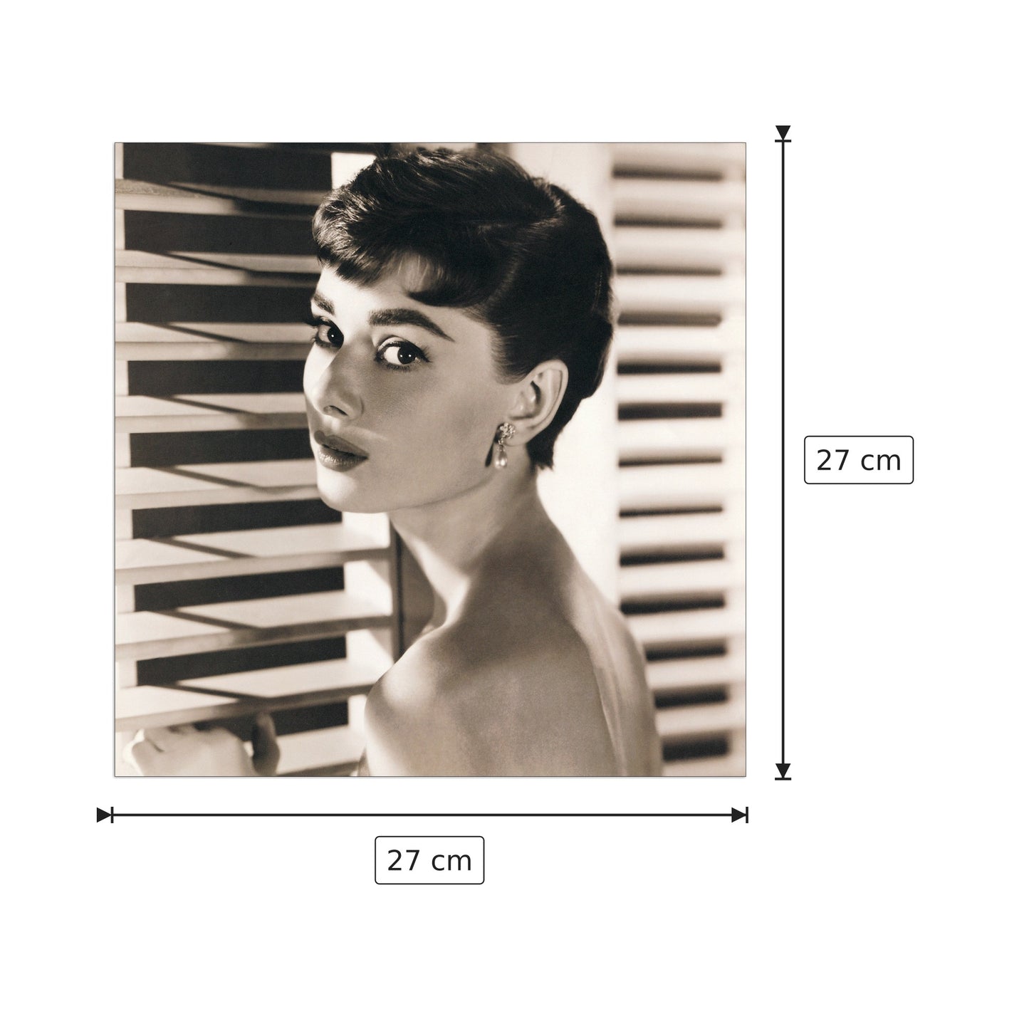 Audrey Hepburn (persiane) - cm 27x27 - Pannello in MDF