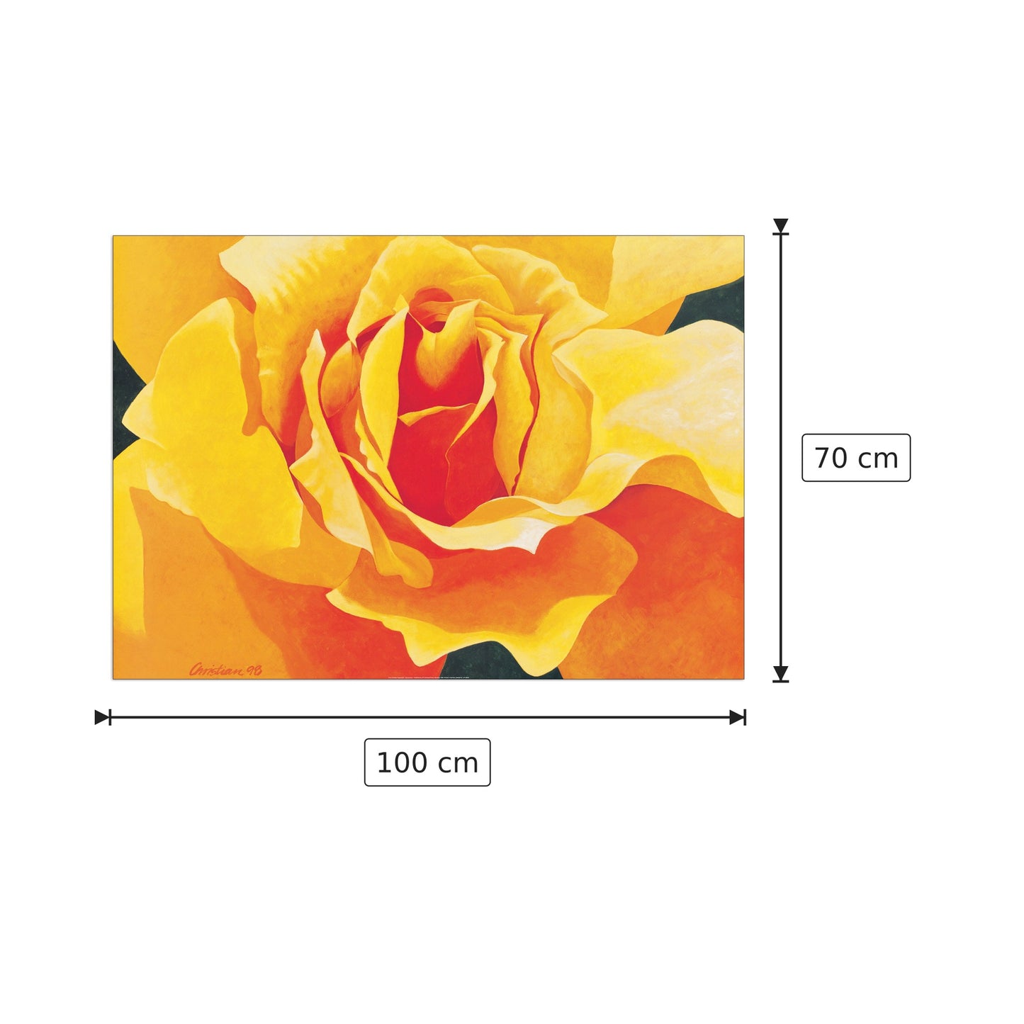 Luna di miele (rosa gialla) - CHRISTIAN - cm 100x70 - Pannello in MDF
