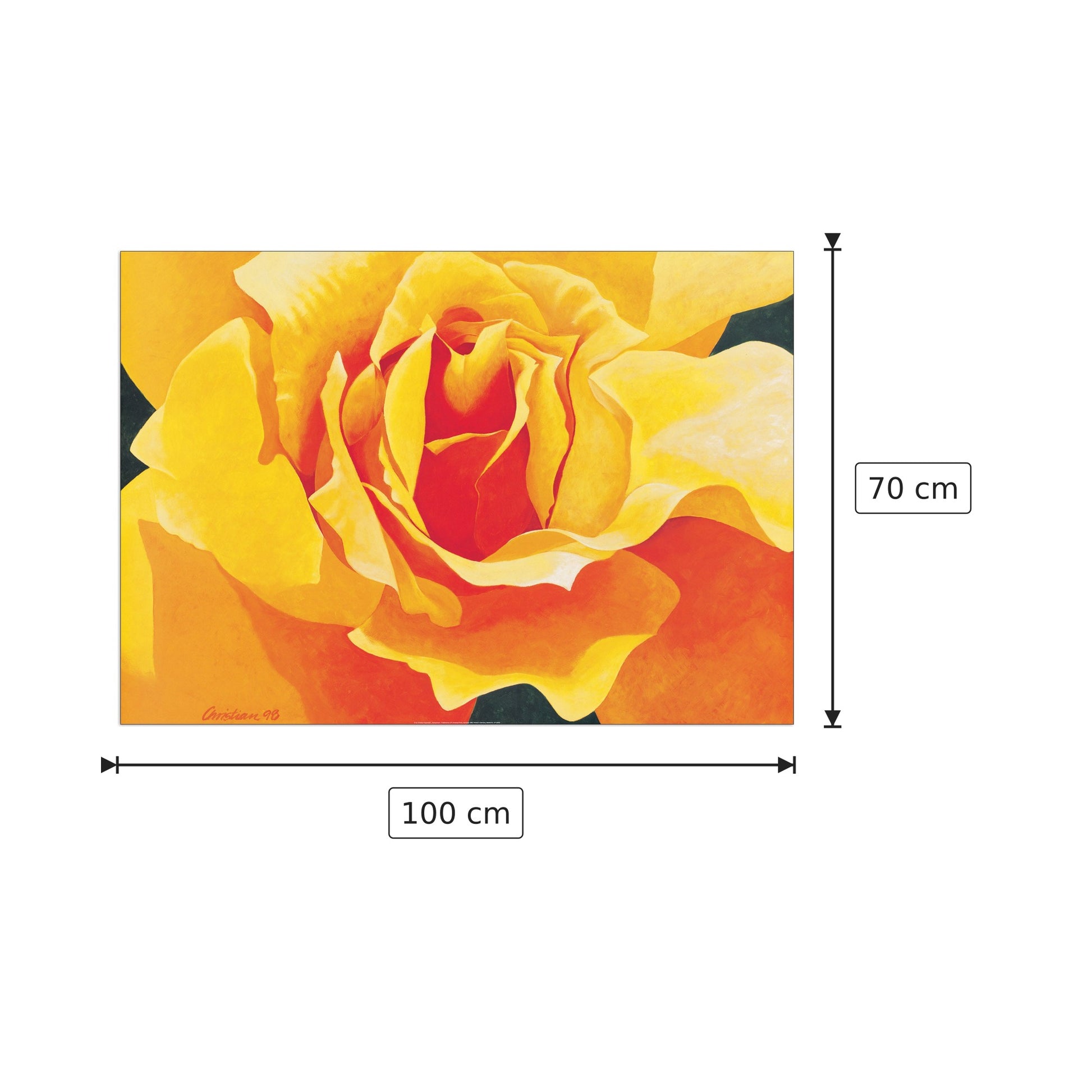 Luna di miele (rosa gialla) - CHRISTIAN - cm 100x70 - Pannello in MDF