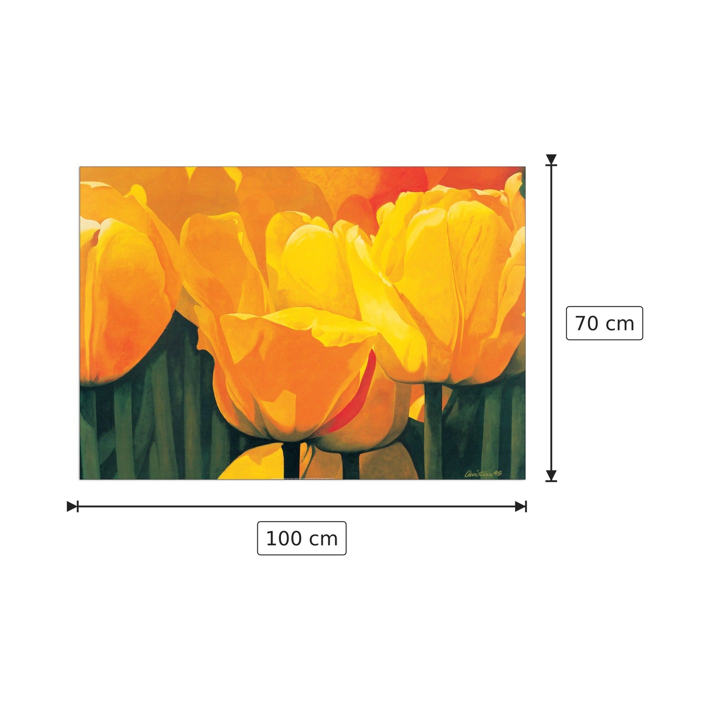 Tempo giallo per i tulipani - CHRISTIAN - cm 100x70 - Pannello in MDF