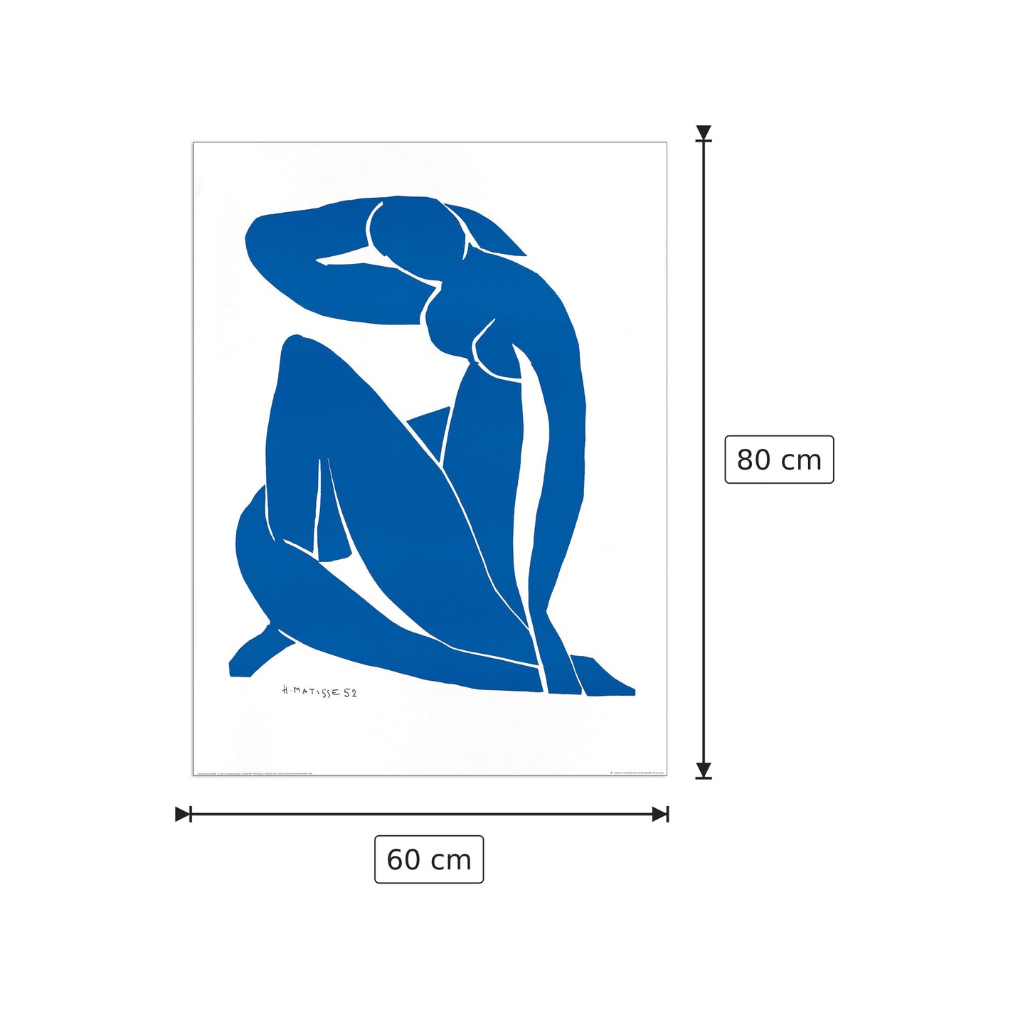 Nu blu II - MATISSE - cm 60x80 - Pannello in MDF