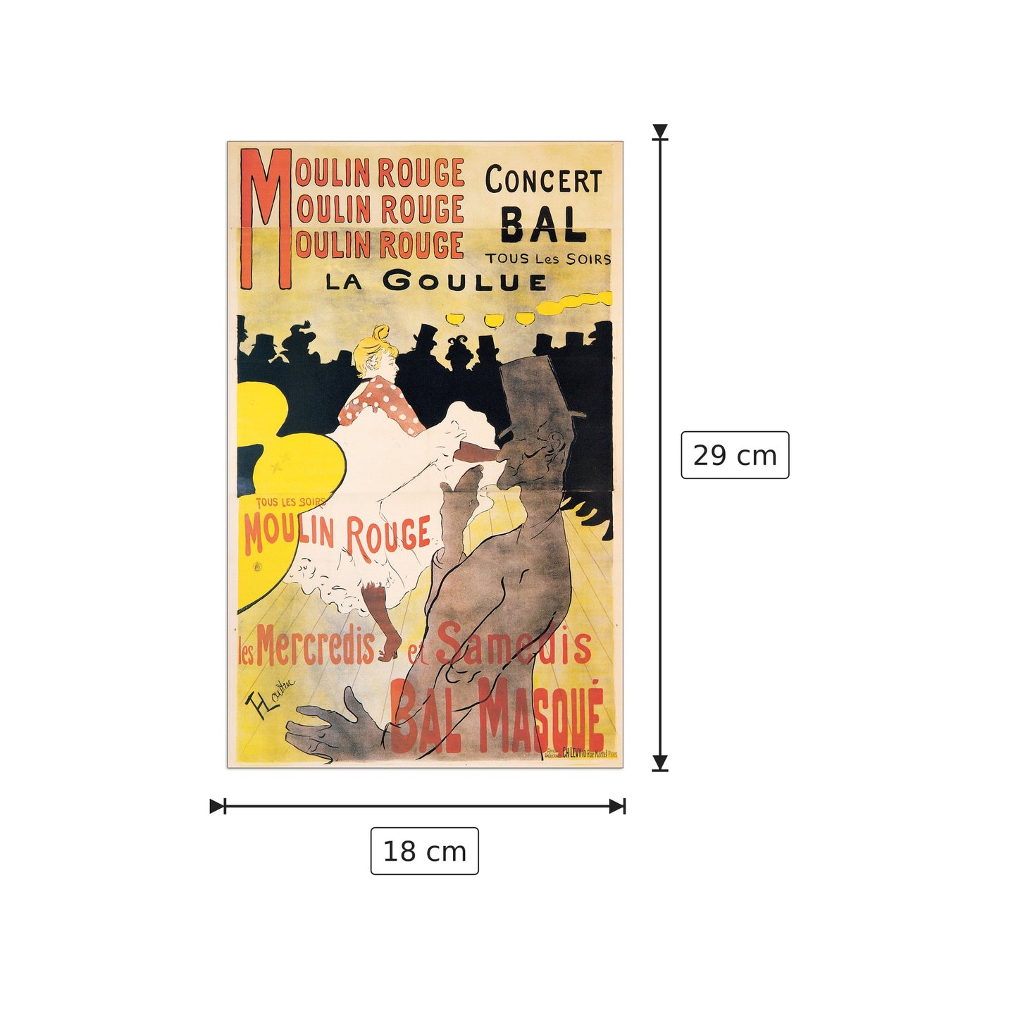 Moulin Rouge - La Goulue - LAUTREC - cm 18x29 - Pannello in MDF