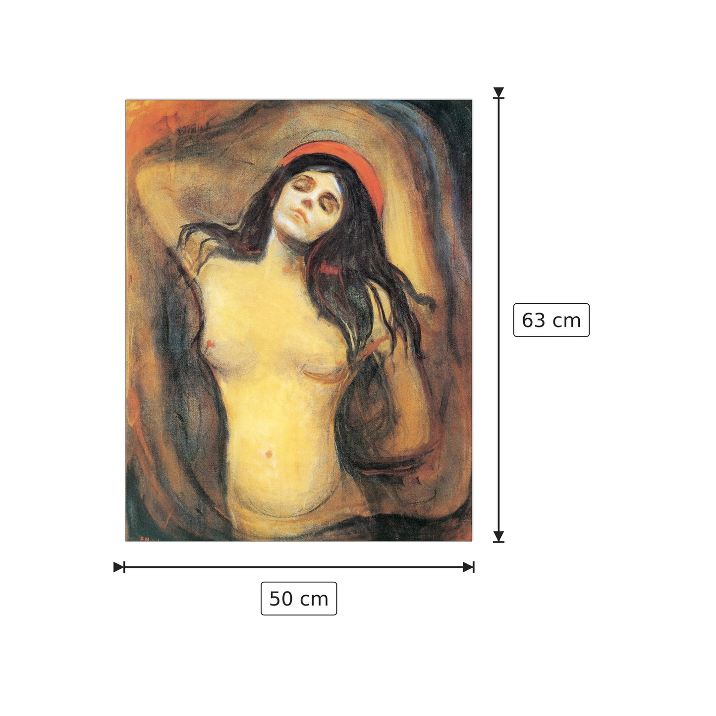 Madonna 1894-1895 - MUNCH - cm 50x63 - Pannello in MDF