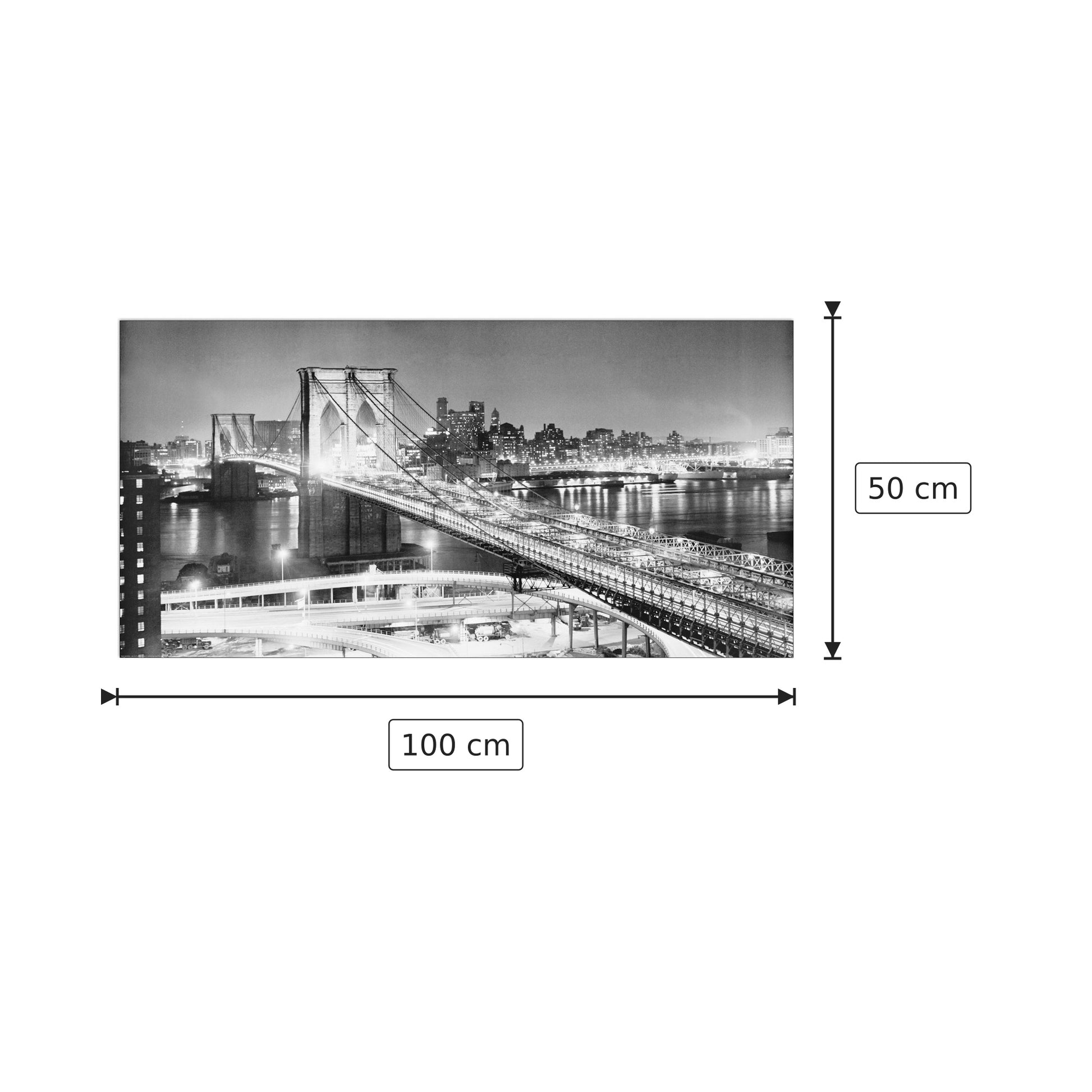 Ponte di Brooklyn di notte - GENDREAU - cm 100x50 - Pannello in MDF