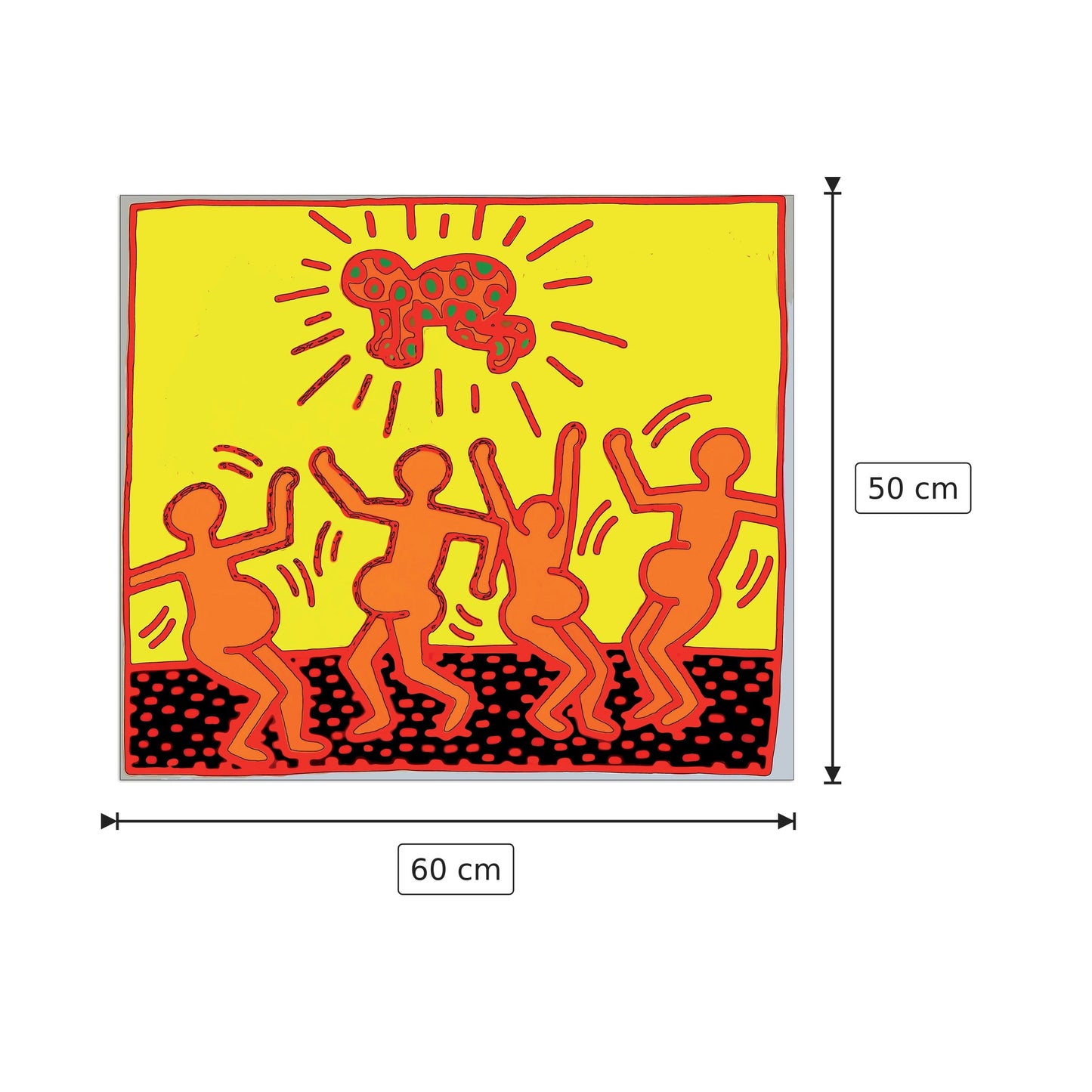 Danza per il bambino - HARING - cm 60x50 - Pannello in MDF