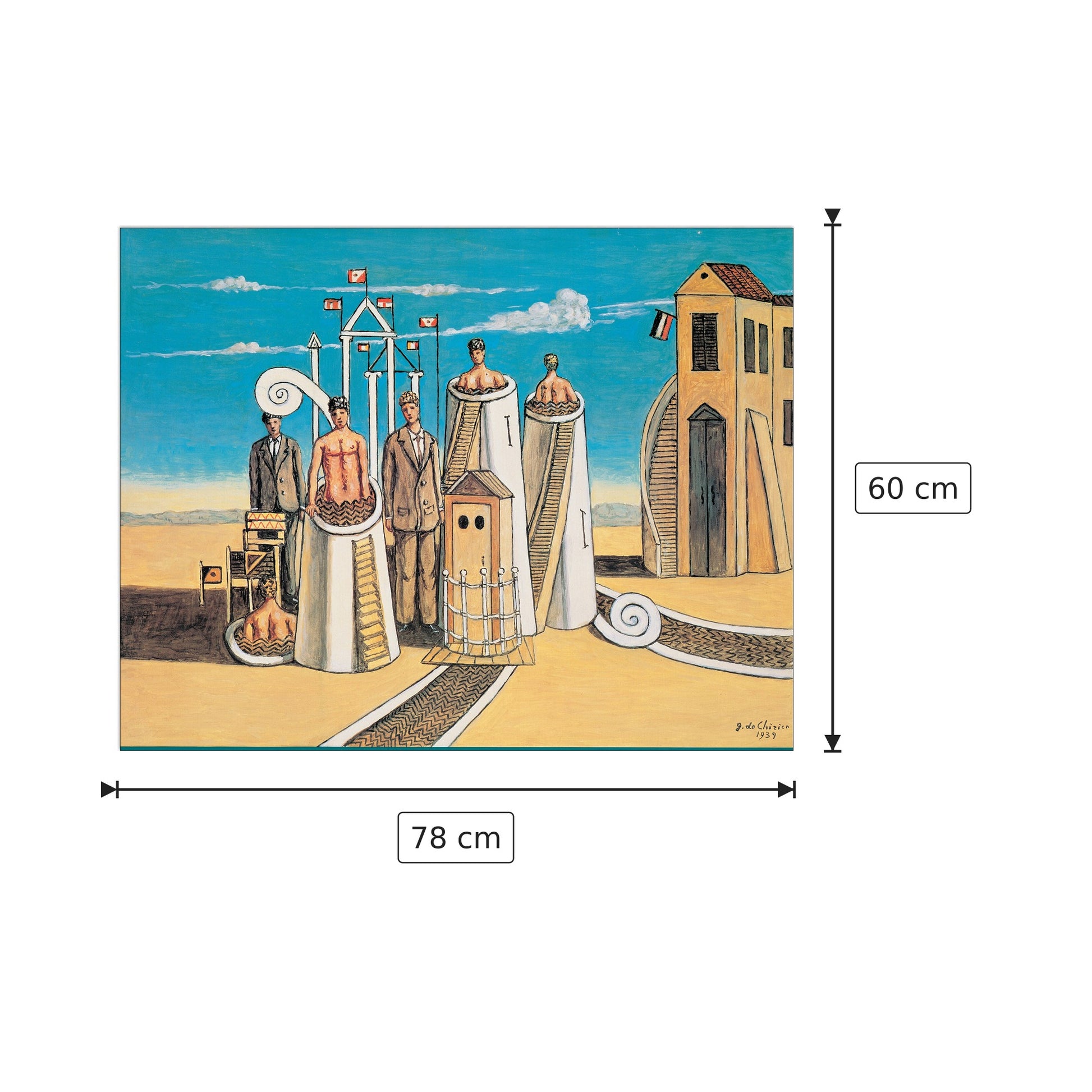 Bagni misteriosi - DE CHIRICO - cm 78x60 - Pannello in MDF