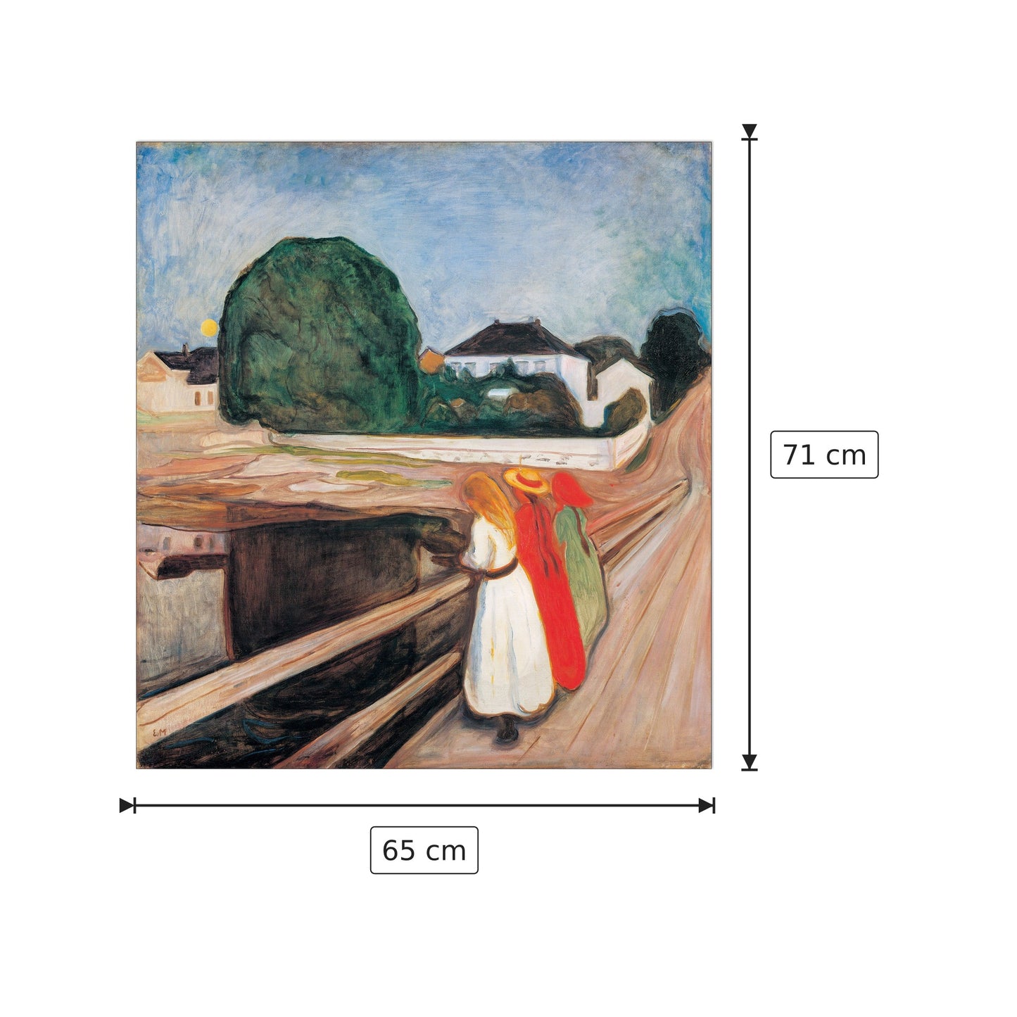 Le ragazze sul molo - MUNCH - cm 65x71 - Pannello in MDF