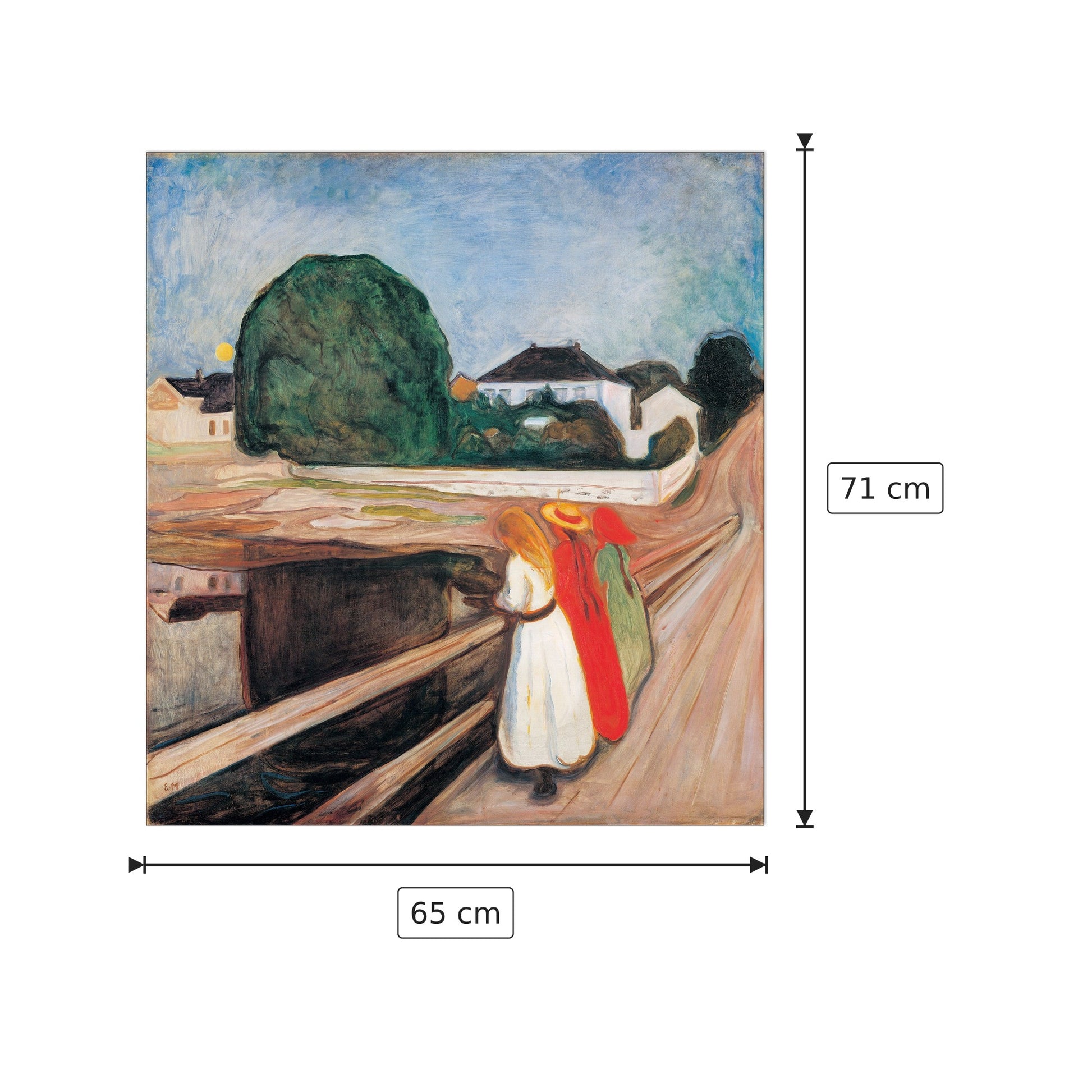 Le ragazze sul molo - MUNCH - cm 65x71 - Pannello in MDF