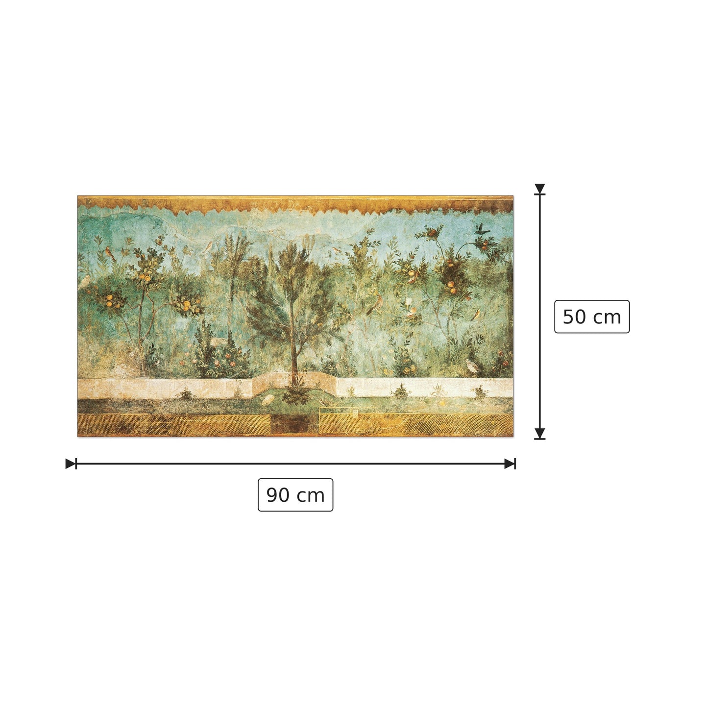Affresco con giardino - POMPEI - cm 90x50 - Pannello in MDF