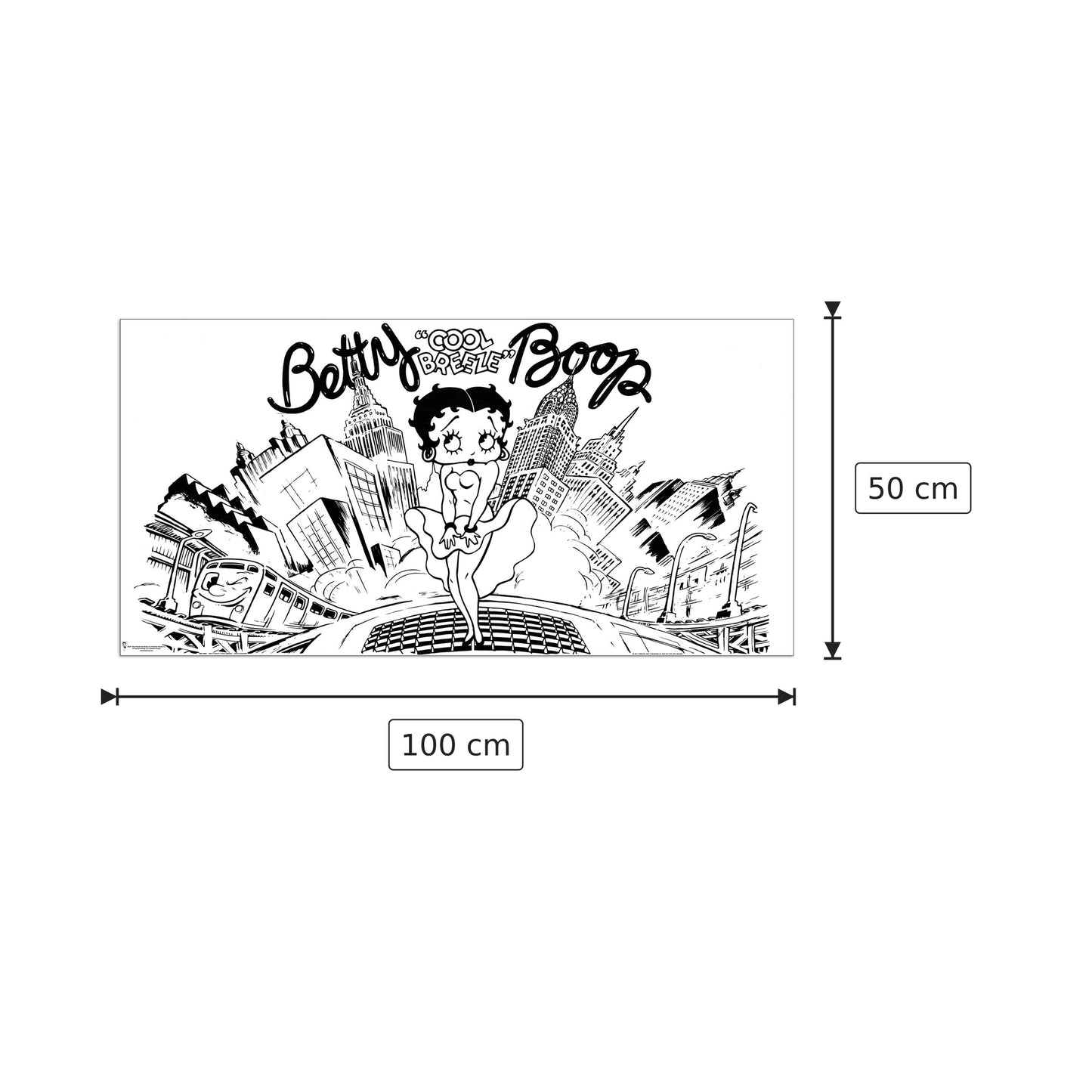 Betty Boop Cool Breeze - FLEISCHER - cm 100x50 - Pannello in MDF